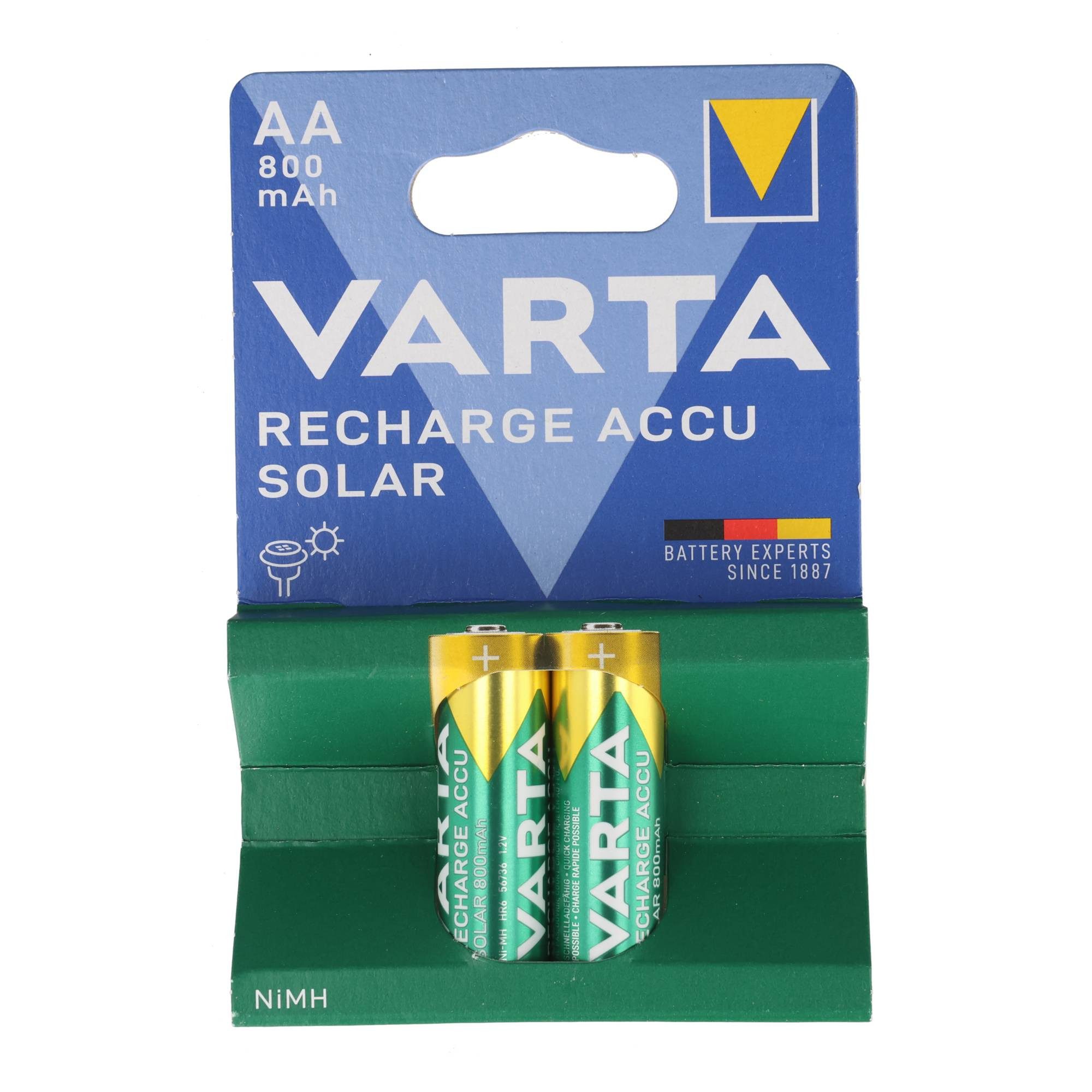 VARTA VARTA Akku für Solarleuchten, Schnurlos-Telefon NiMH AA 800mAh 2er Akku 800 mAh (1,2 V)
