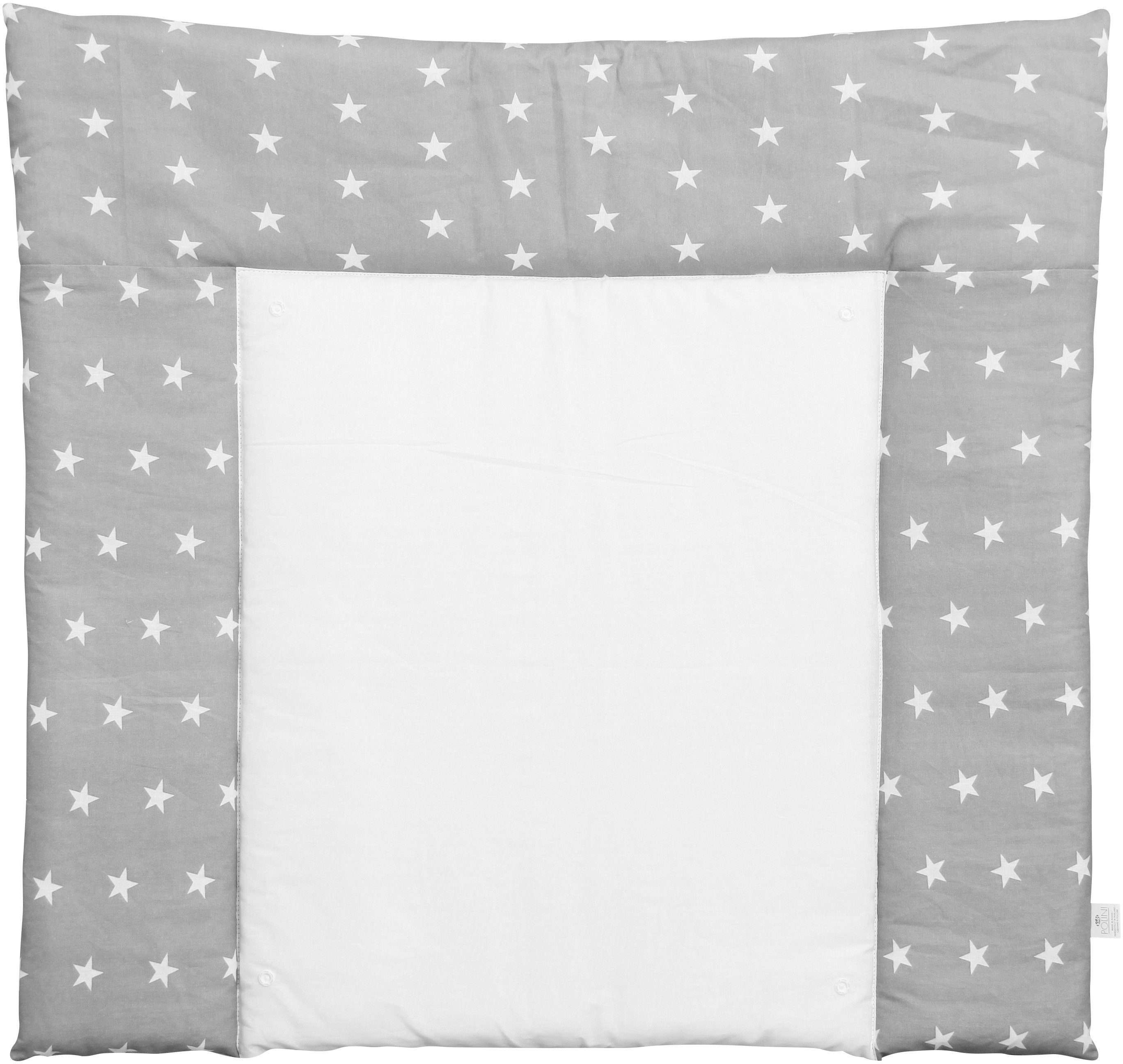 Polini kids Wickelauflage Sterne grau-weiß 77x72 cm, aus Baumwolle
