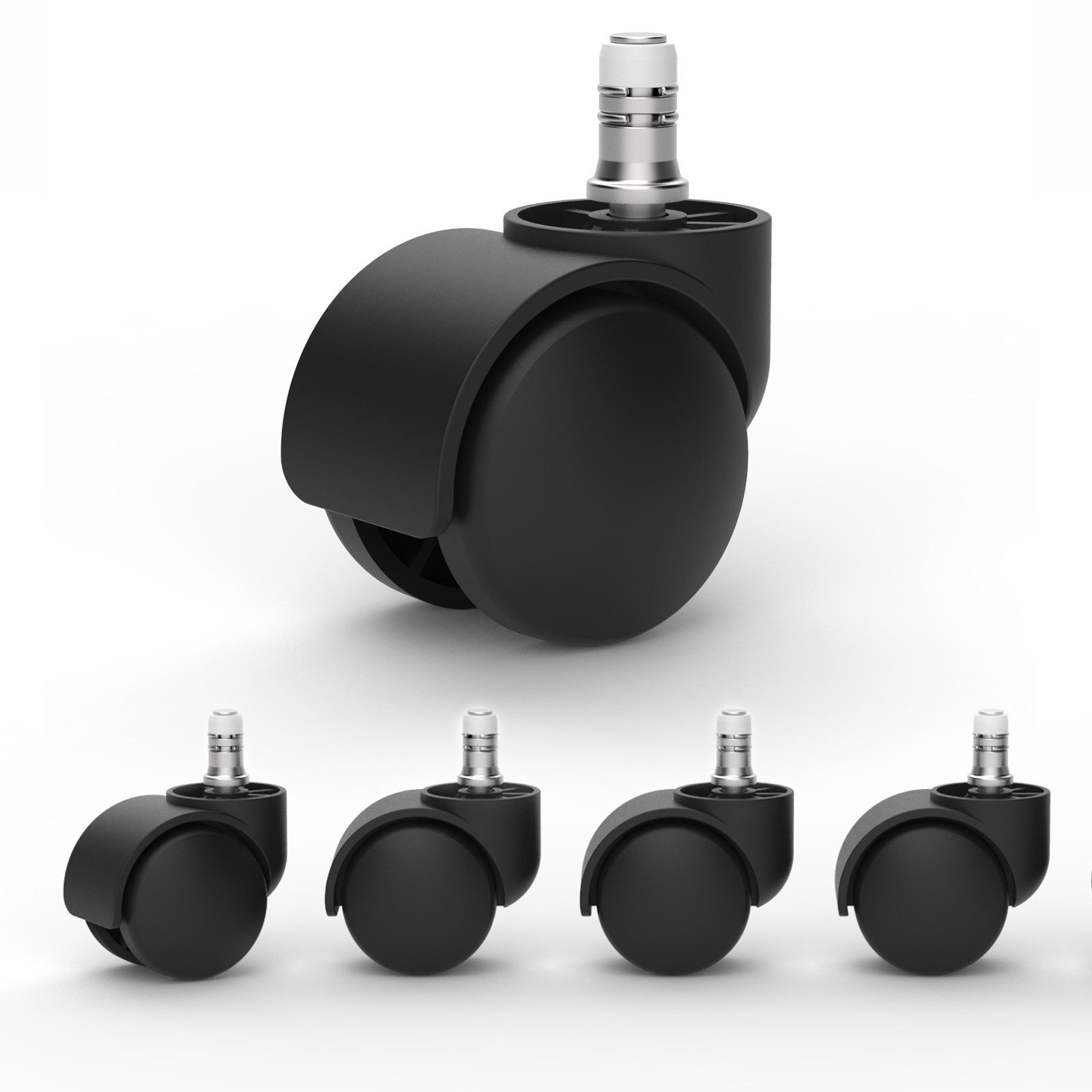 Versee Stuhlrolle Weichbodenrollen 50mm Schwarz Stift 11x22mm Kunststoffring, (Set, 1-St., 5 Stück)