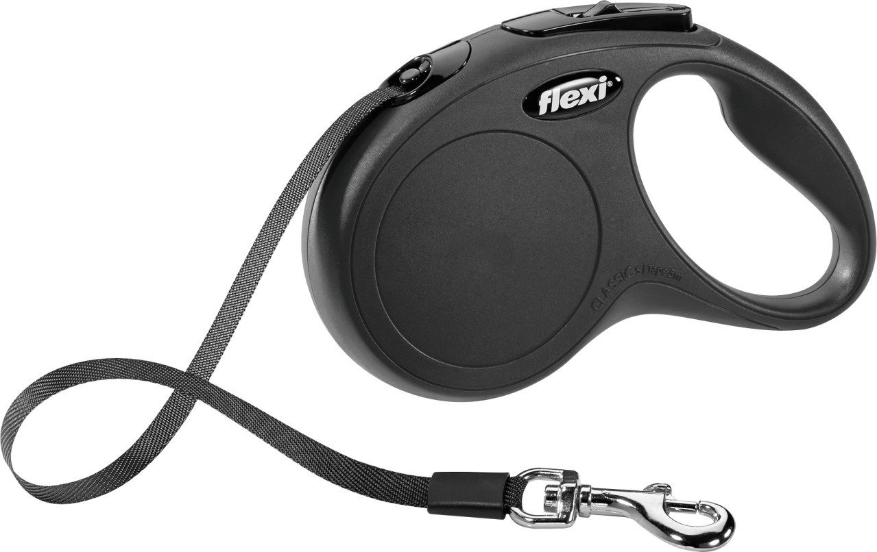 Hundeleinen-Führungsstange Flexi Hundeleine New Classic S schwarz, Gurt