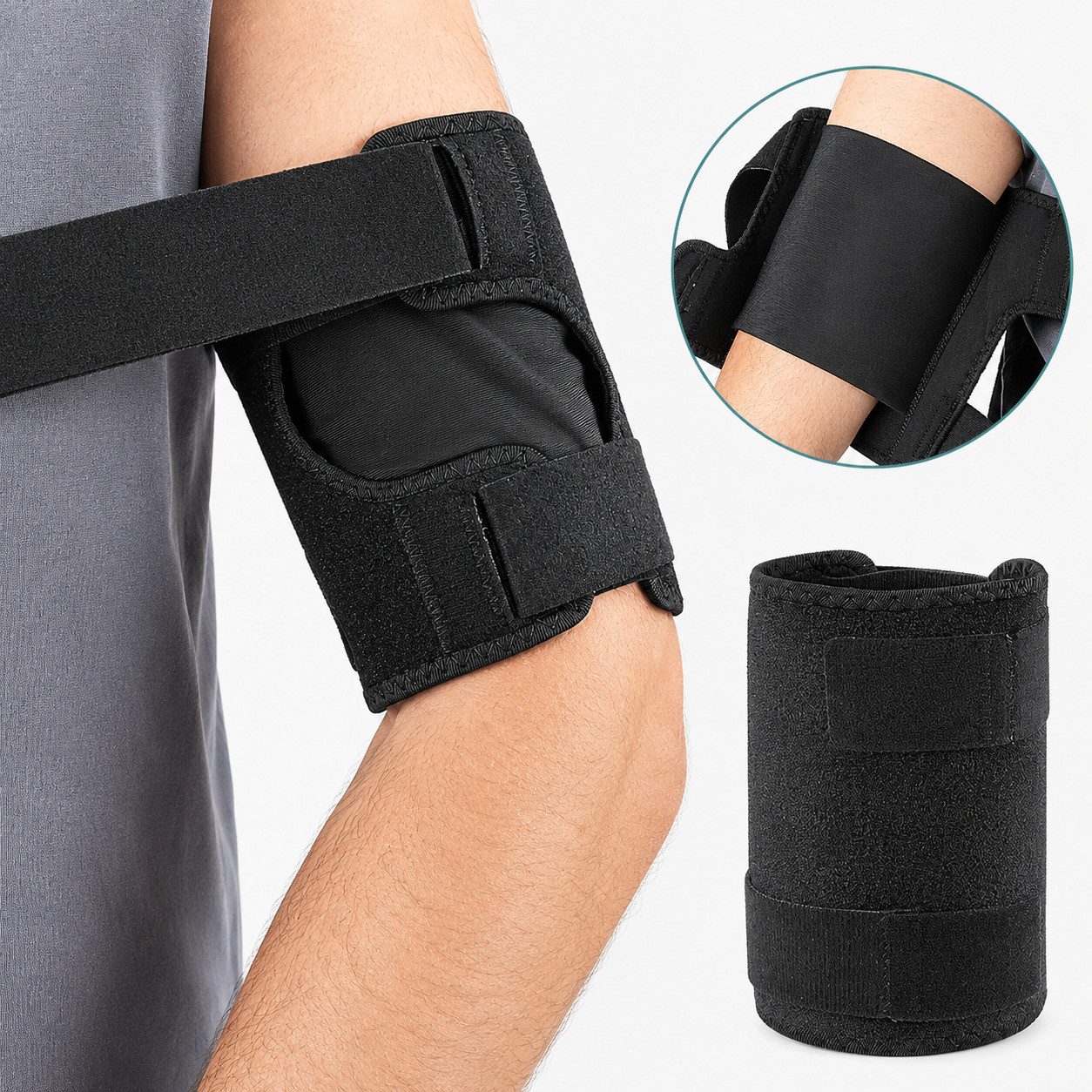 COOL-i ® Handbandage Bizeps Kompressionsbandage, verstellbare Oberarmmanschette, aus Neopren für Sport & Alltag