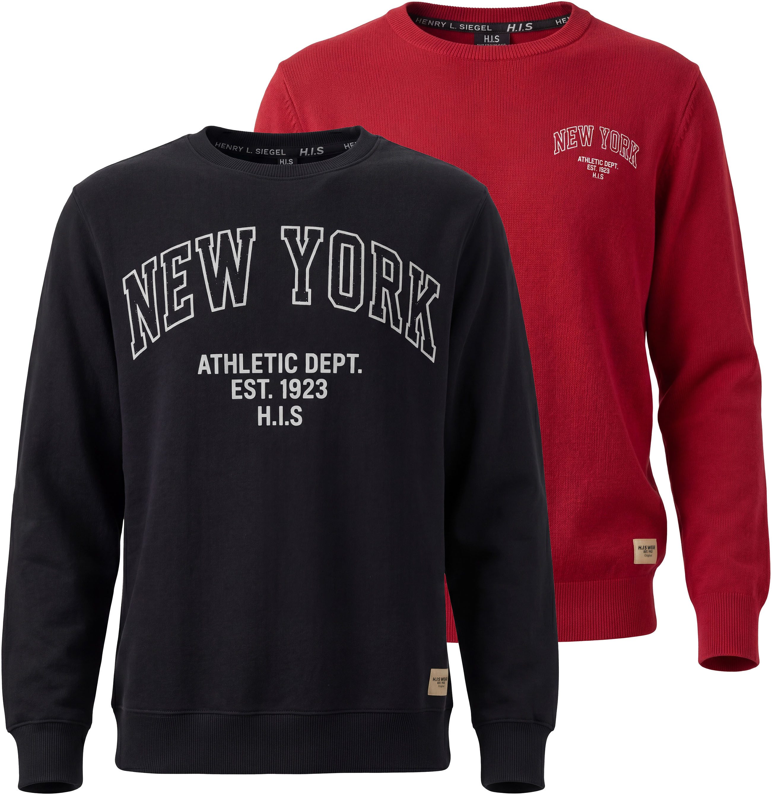 H.I.S Sweatshirt 2er Packung Sweatshirts mit Logoprint (Packung, 2) mit Rundhalsausschnitt, Langarm, für Jungen, im 2er-Pack