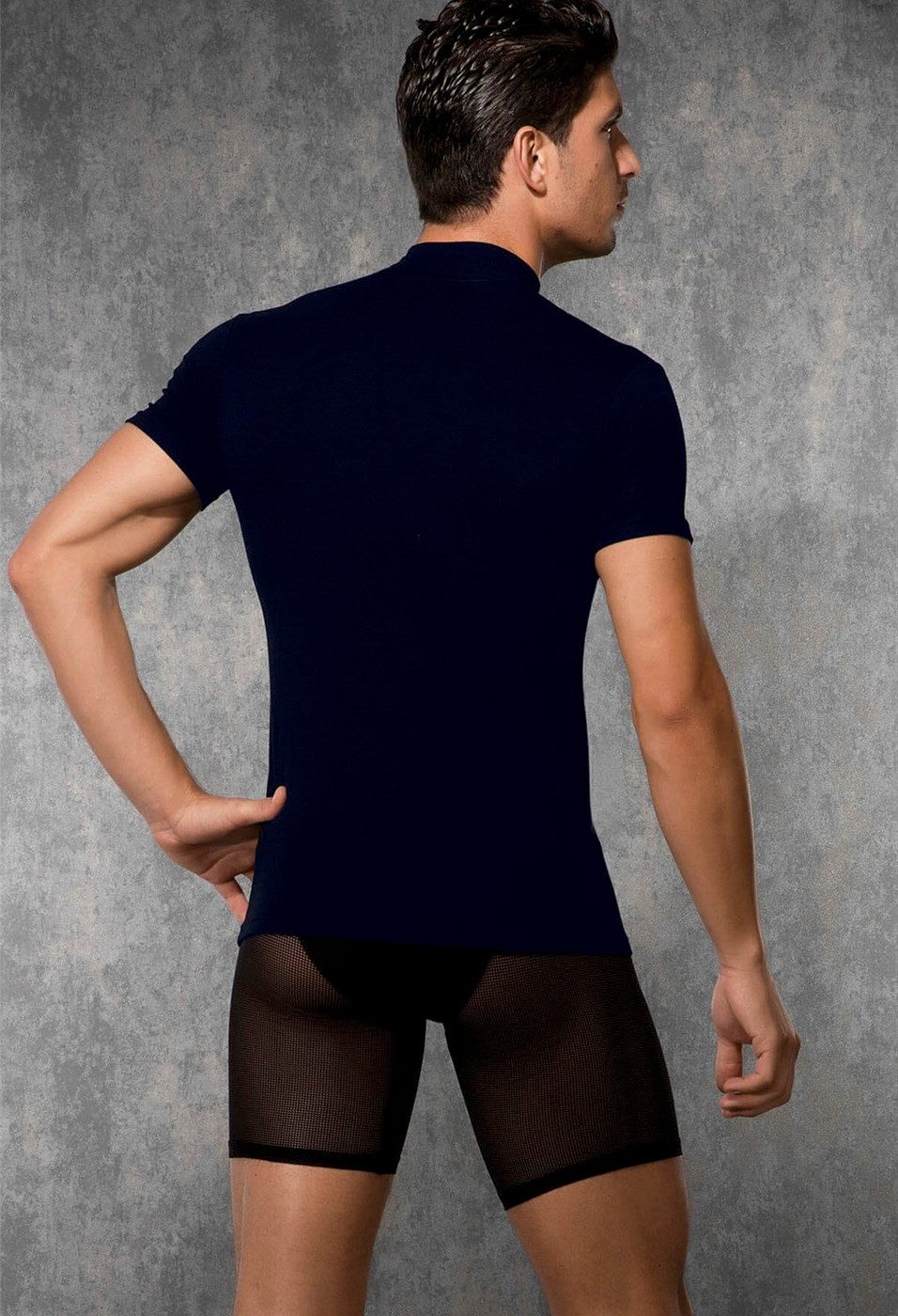 DOREANSE T-Shirt Herren Slim Fit T-Shirt mit Stehkragen 2730 günstig online kaufen