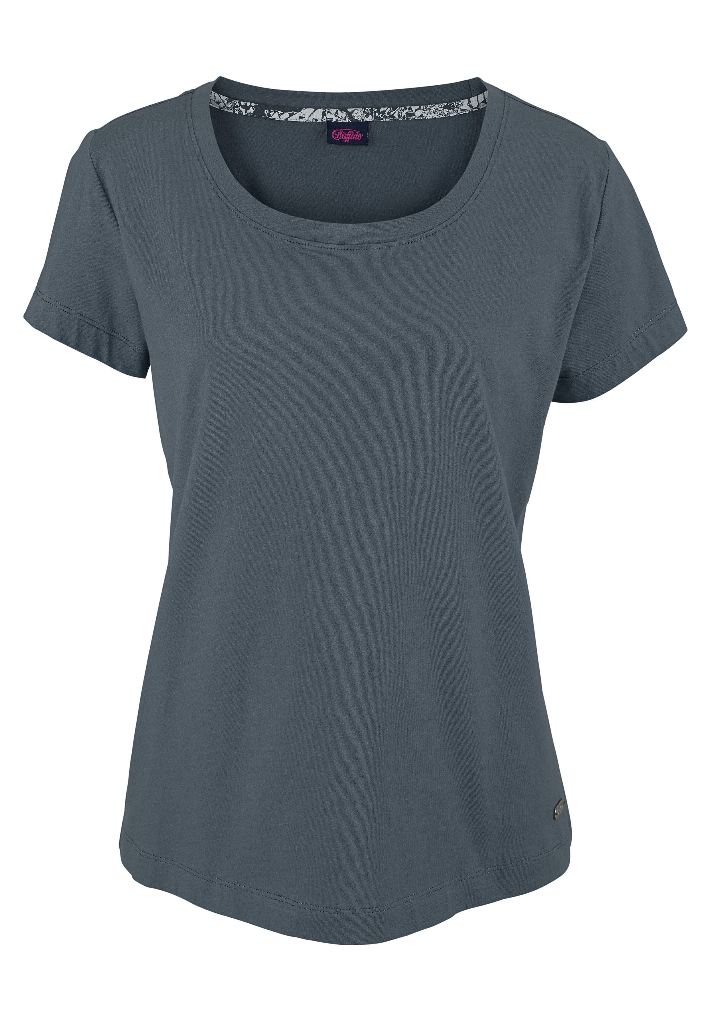 T-Shirt mit 1 tlg., Stück) (2 grau-gemustert gemusterter Buffalo und Shorty Shorts Basic softem