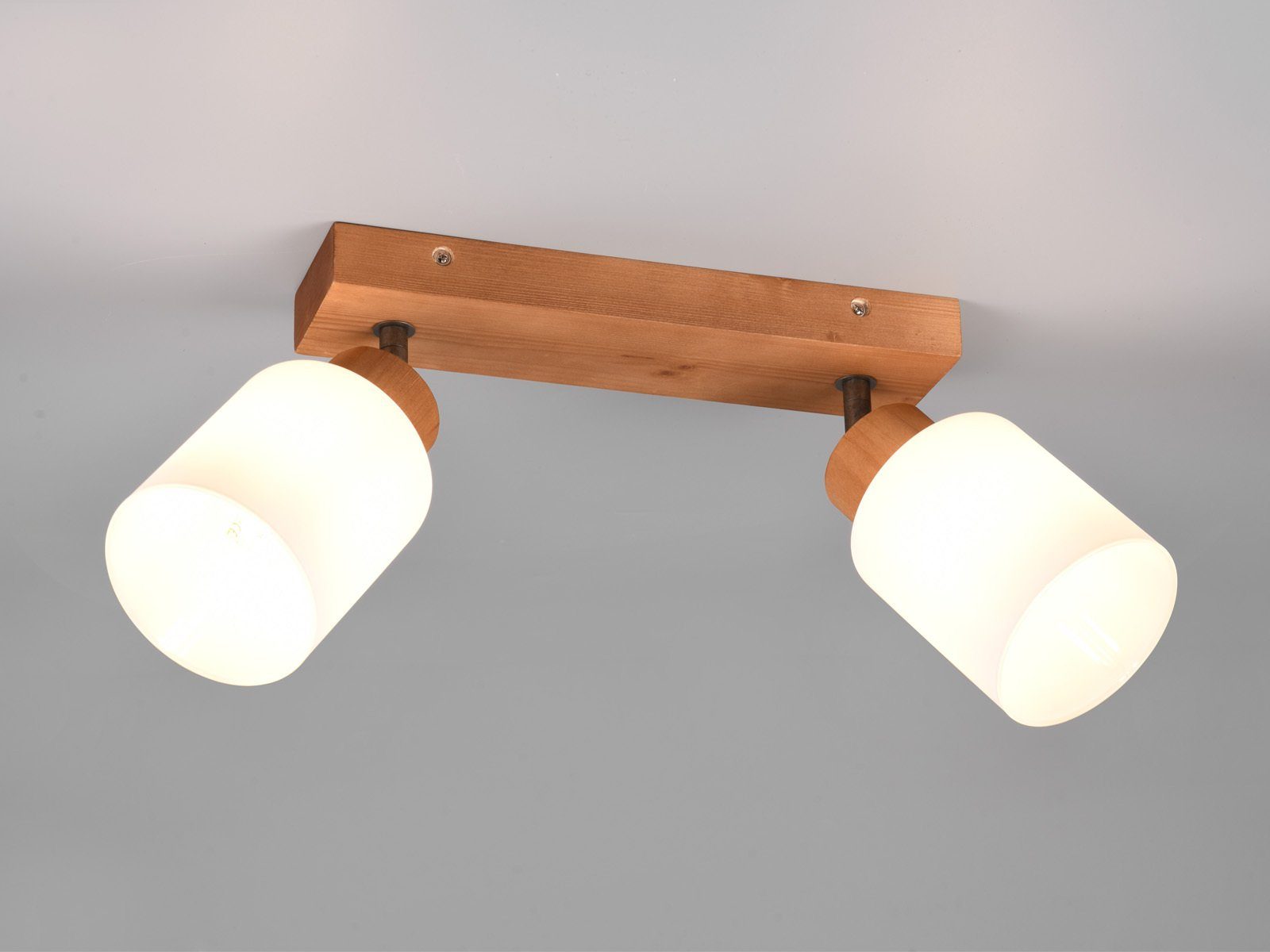 Reality Leuchten LED Deckenstrahler, Dimmfunktion, LED wechselbar, warmweiß, innen, Holz-lampe 2 Spots, Deckenleuchte Treppenhaus & Ankleidezimmer