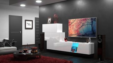 ROYAL24_MARKT Wohnwand - Erstklassige Wahl für Liebhaber moderner Ästhetik, (Komplett Set, 4-St., zeitlos elegant), Premium-Qualität - Moderne Eleganz - LED-Beleuchtung -