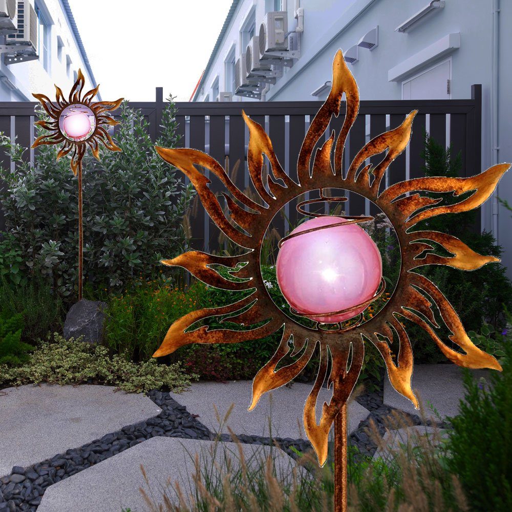 verbaut, Sonne Solar Blume Solarlampe fest LED-Leuchtmittel Außenleuchte etc-shop Erdspieß LED Solarleuchte, Garten Steckleuchte