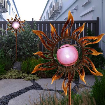 etc-shop LED Solarleuchte, LED-Leuchtmittel fest verbaut, Kaltweiß, Außenleuchte Solar Sonne Erdspieß Steckleuchte Blume Solarlampe Garten
