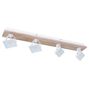 etc-shop LED Deckenspot, LED-Leuchtmittel fest verbaut, Deckenleuchte Holz braun Deckenlampe Mehrflammig