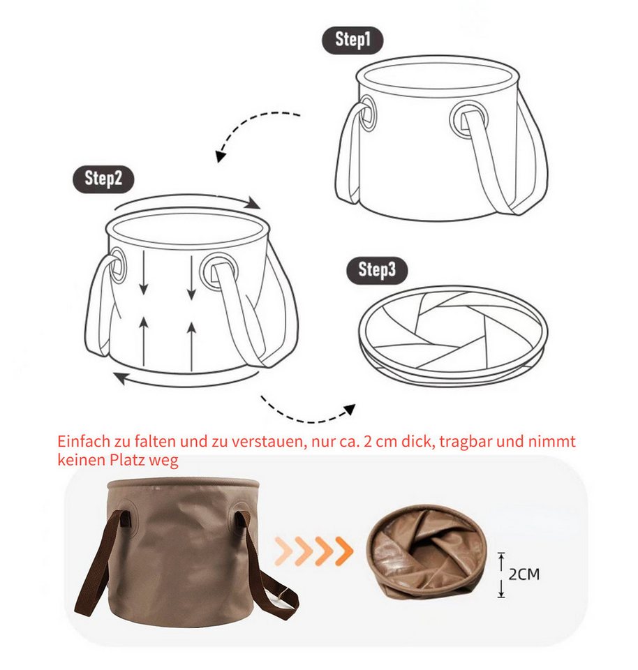 Thumbnail - Blusmart Falteimer Faltbarer Wassereimer, (Tragbarer Outdoor-Wassereimer, Fassungsvermögen: 20 l), Für viele Einsatzzwec...