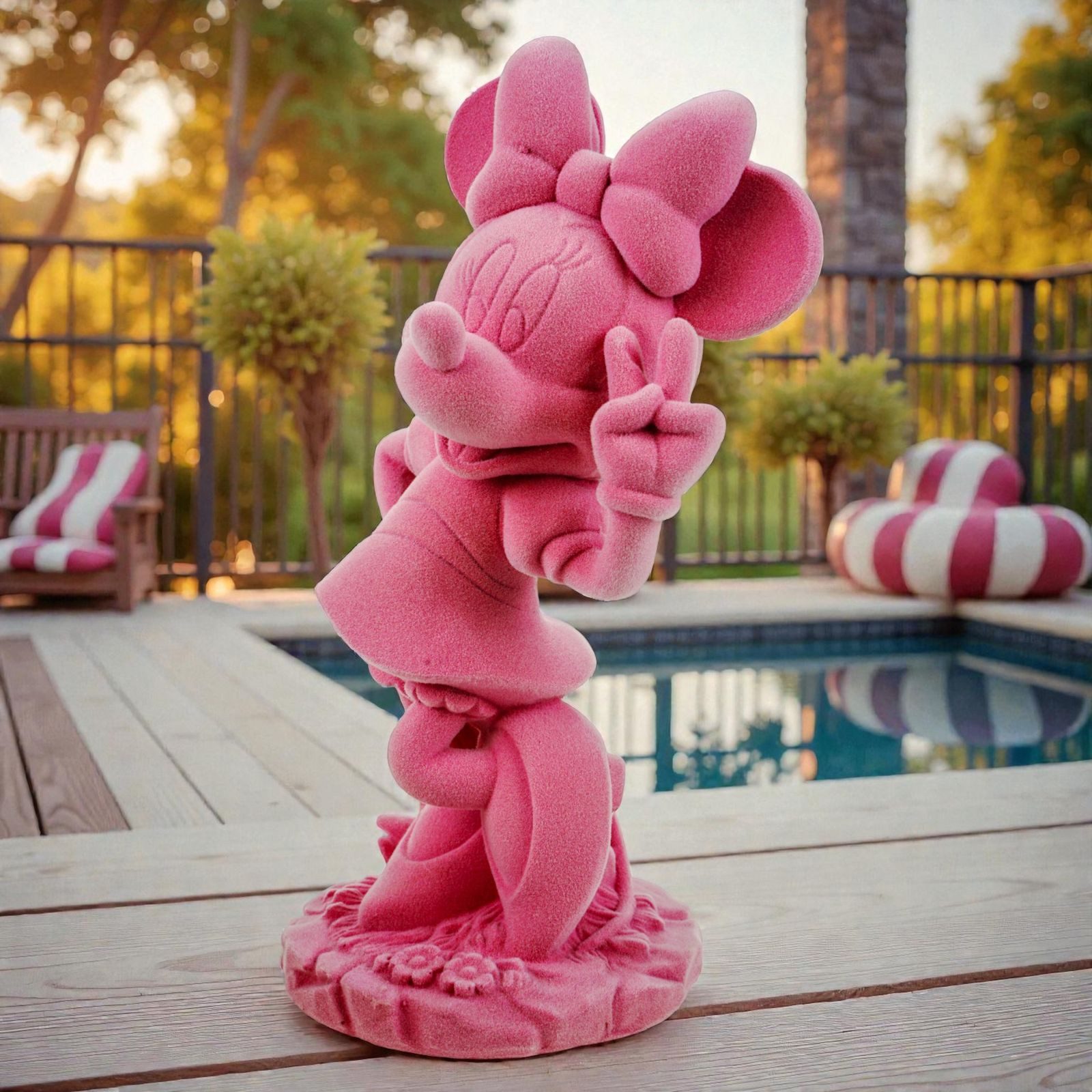 Disney Gartenfigur Minnie Mouse pink beflockt 20,5 cm Offiziell lizenzierte Disney Deko