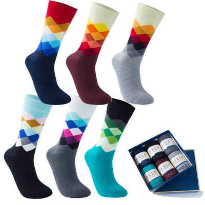 Vkele Businesssocken Geschenkbox (Box, 6-Paar, karierte Socken) mit Geschenkverpackung