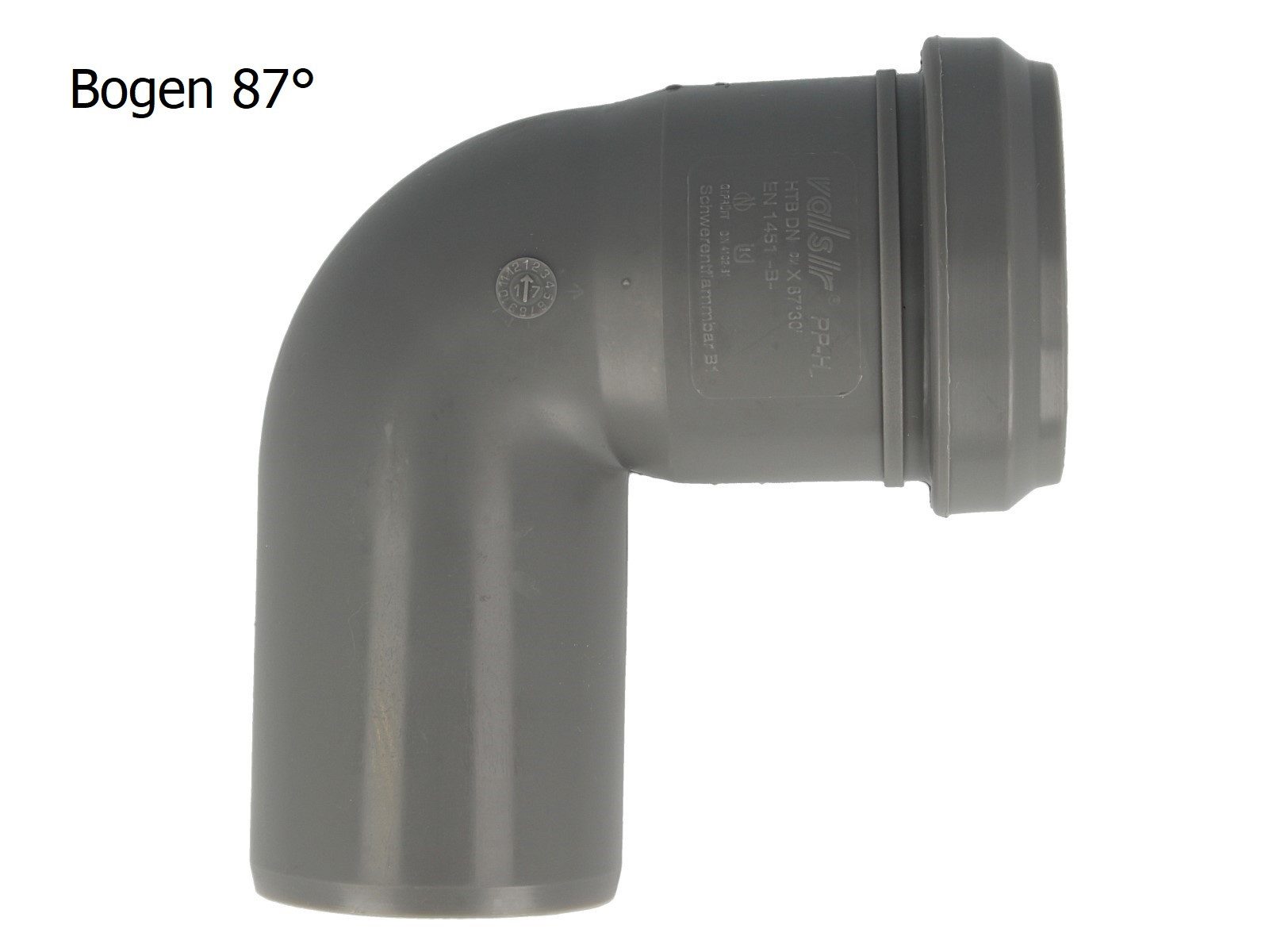 Valsir Ablaufrohr HT Bogen, mit einseitiger Steckmuffe und Gummidichtung, Ø 50 mm
