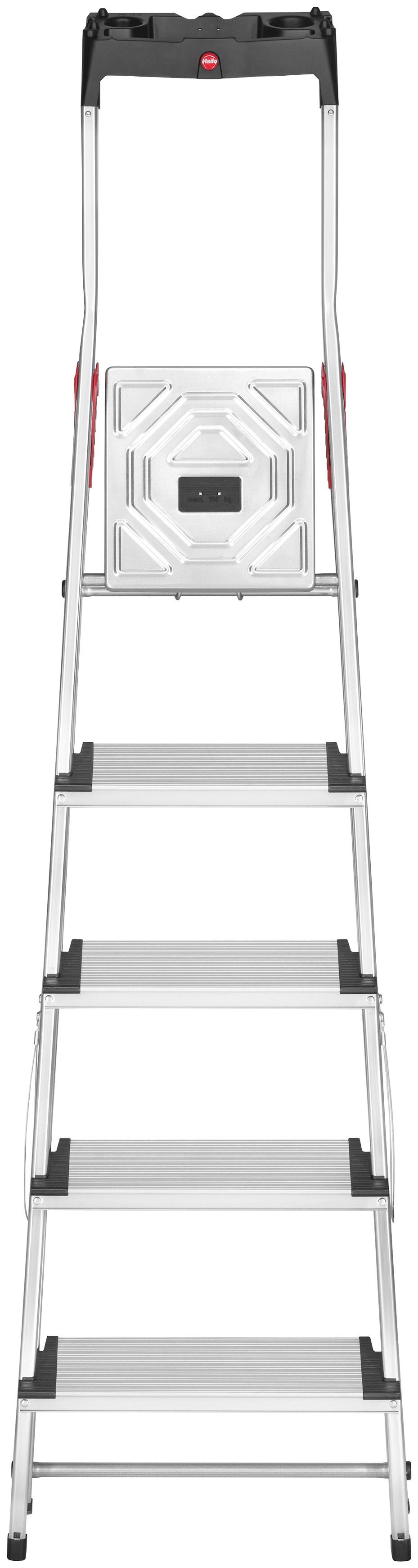 Hailo Stehleiter L80 ComfortLine, Alu-Sicherheits-Stehleiter 5 Stufen