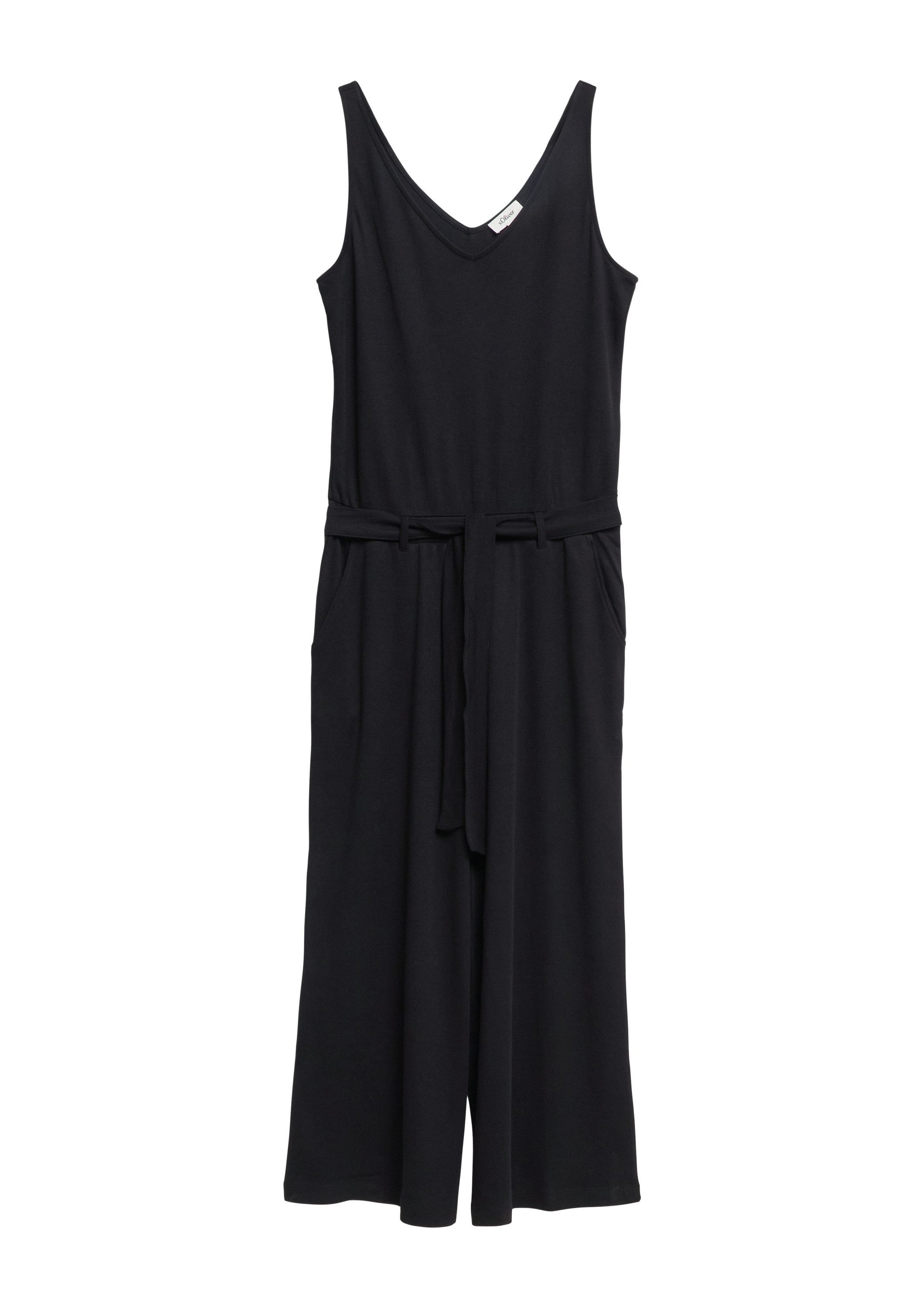 s.Oliver Jumpsuit Overall Ärmelloser Overall aus Interlockjersey mit Gürtel
