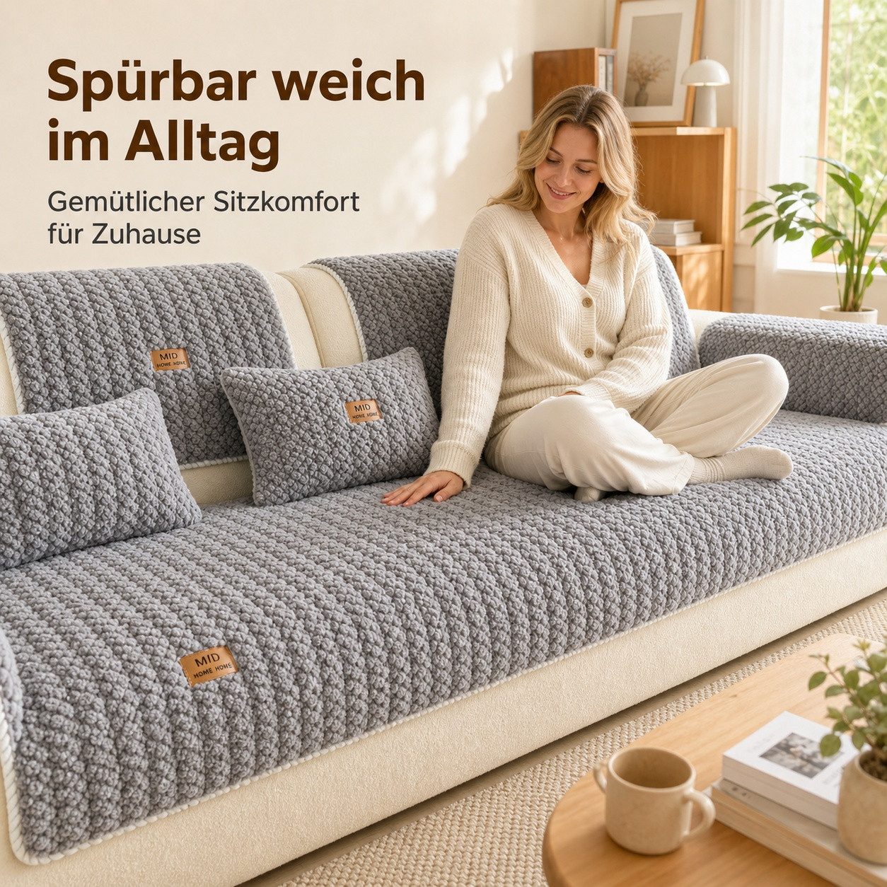 Diwzbyn Sofaschoner Neu Dicke rutschfest Sofa überzug Weich Sofabezug Sofaschutz, Universal Sofabezug Waschbare, Sofa Cover für Hunde Haustiere – Bild 5 von 5