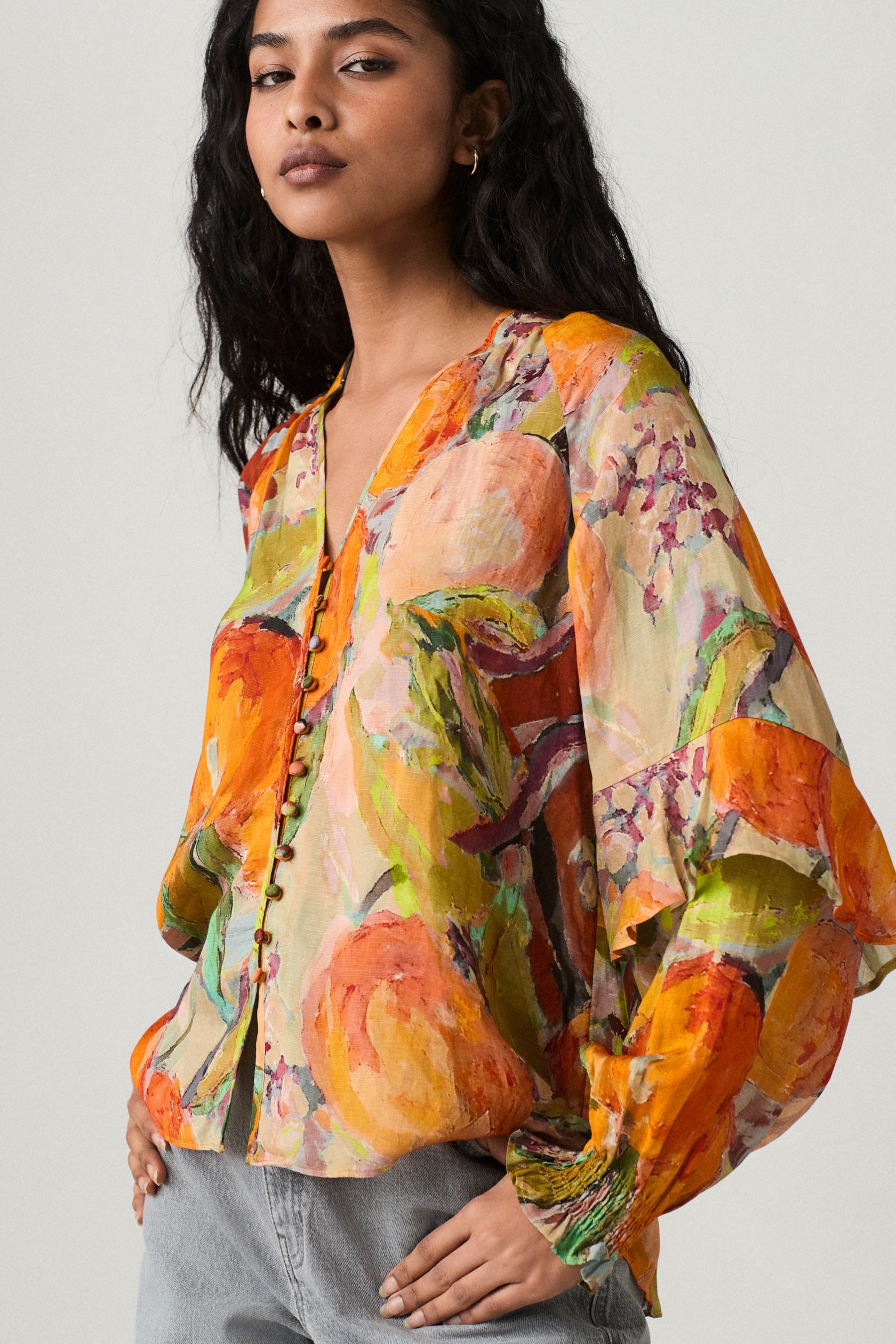 Next Langarmbluse Transparente langärmelige Schluppenbluse Volumen (1-tlg)