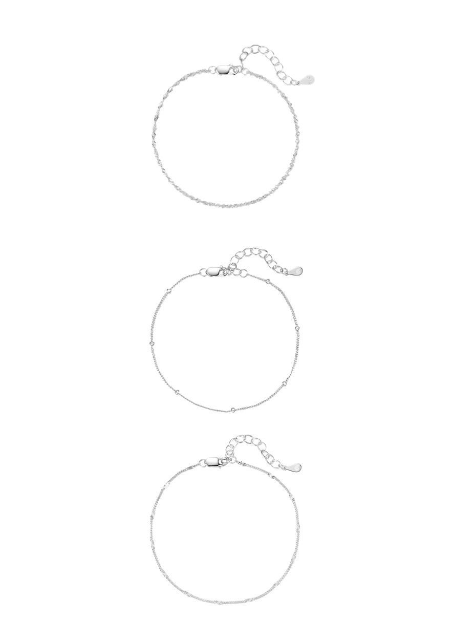 Hey Happiness Armband Set Silber 925 Damen Layer, Armkette 18K Vergoldet (Set), Silber Armkette Kordel Satellite Plättchen, Erbskettchen 3er Set. € 81,90