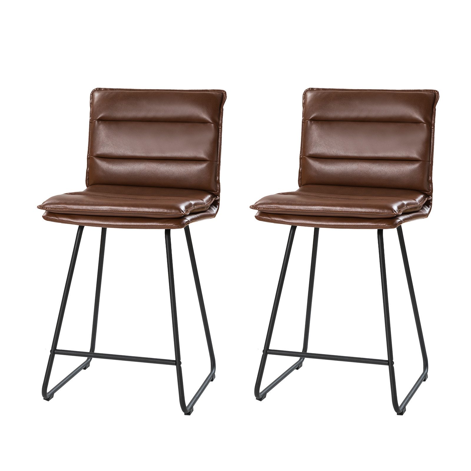 HULALA HOME Barhocker Moderne Barstuhl mit Lehne veganem Leder und Fußstütze (2er-Set), mit komfortablem Sitzpolster und stabiler Konstruktion, 53Tx43Bx90H cm