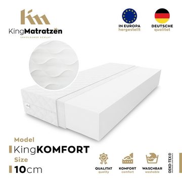 Kaltschaummatratze KingKOMFORT 90x200x10cm aus hochwertigem Kaltschaum, KingMatratzen, 10 cm hoch, Rollmatratze mit waschbarem Bezug