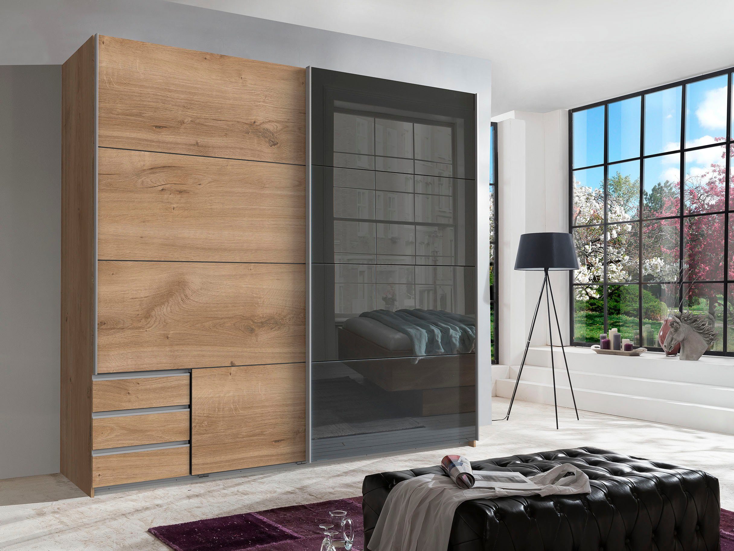 Wimex Schwebetürenschrank "Valencia", mit Glaselementen und Schubkästen günstig online kaufen