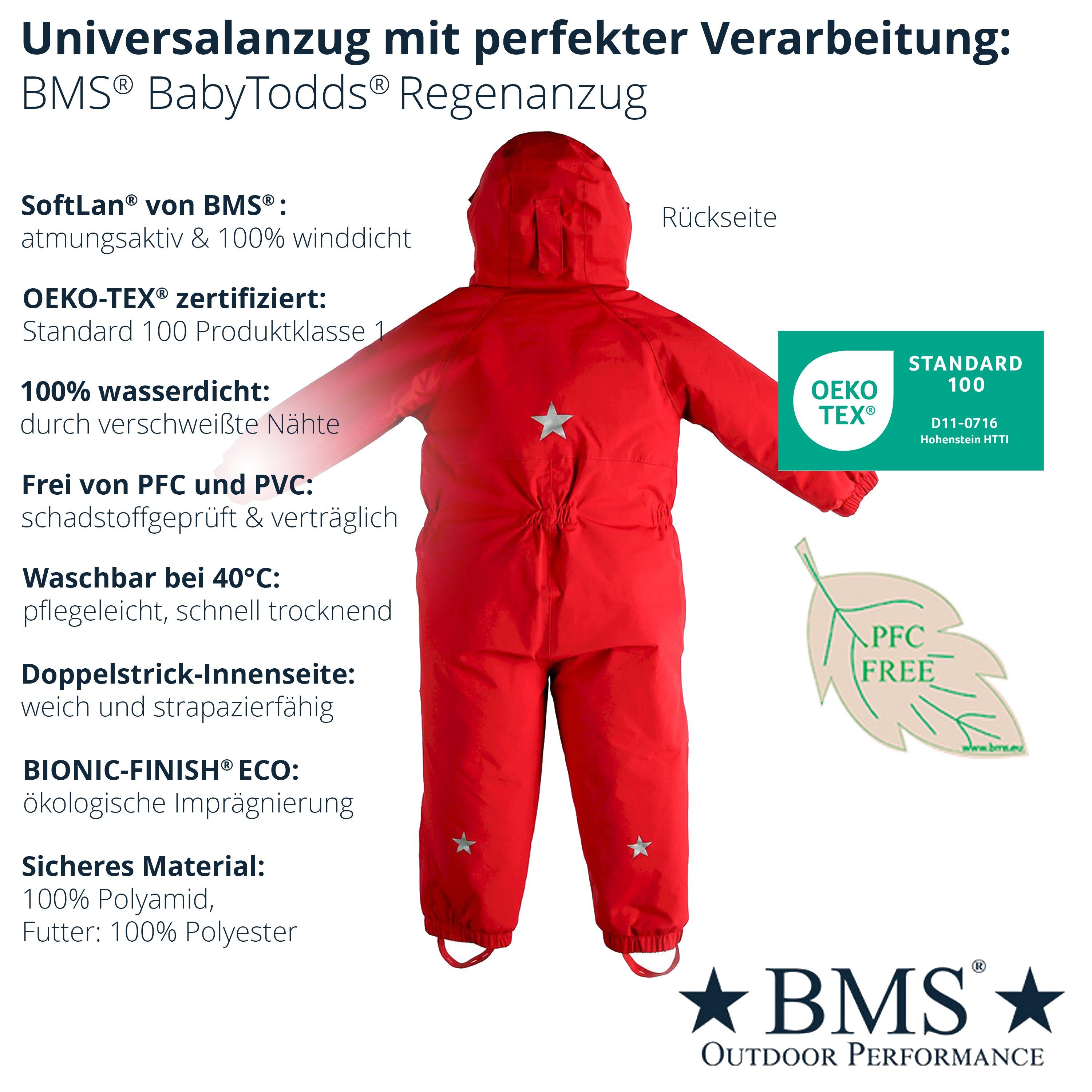 BMS Regenoverall Regenanzug für Kinder 100% wasserdicht & atmungsaktiv - PFC frei im praktischen Design