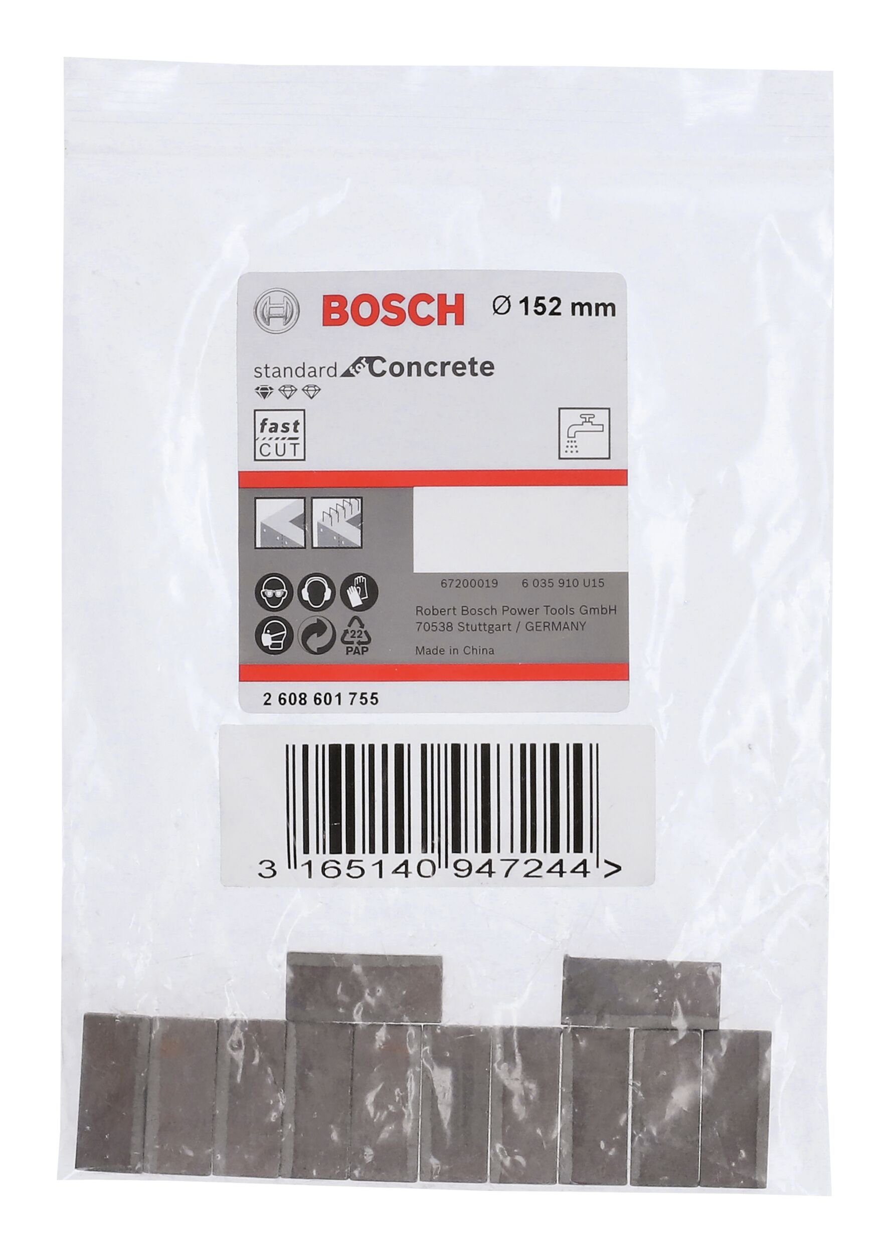 BOSCH f. - Concrete Segmente 10 Diamantbohrkrone for Standard mm Segmente 12 Bohrkrone,