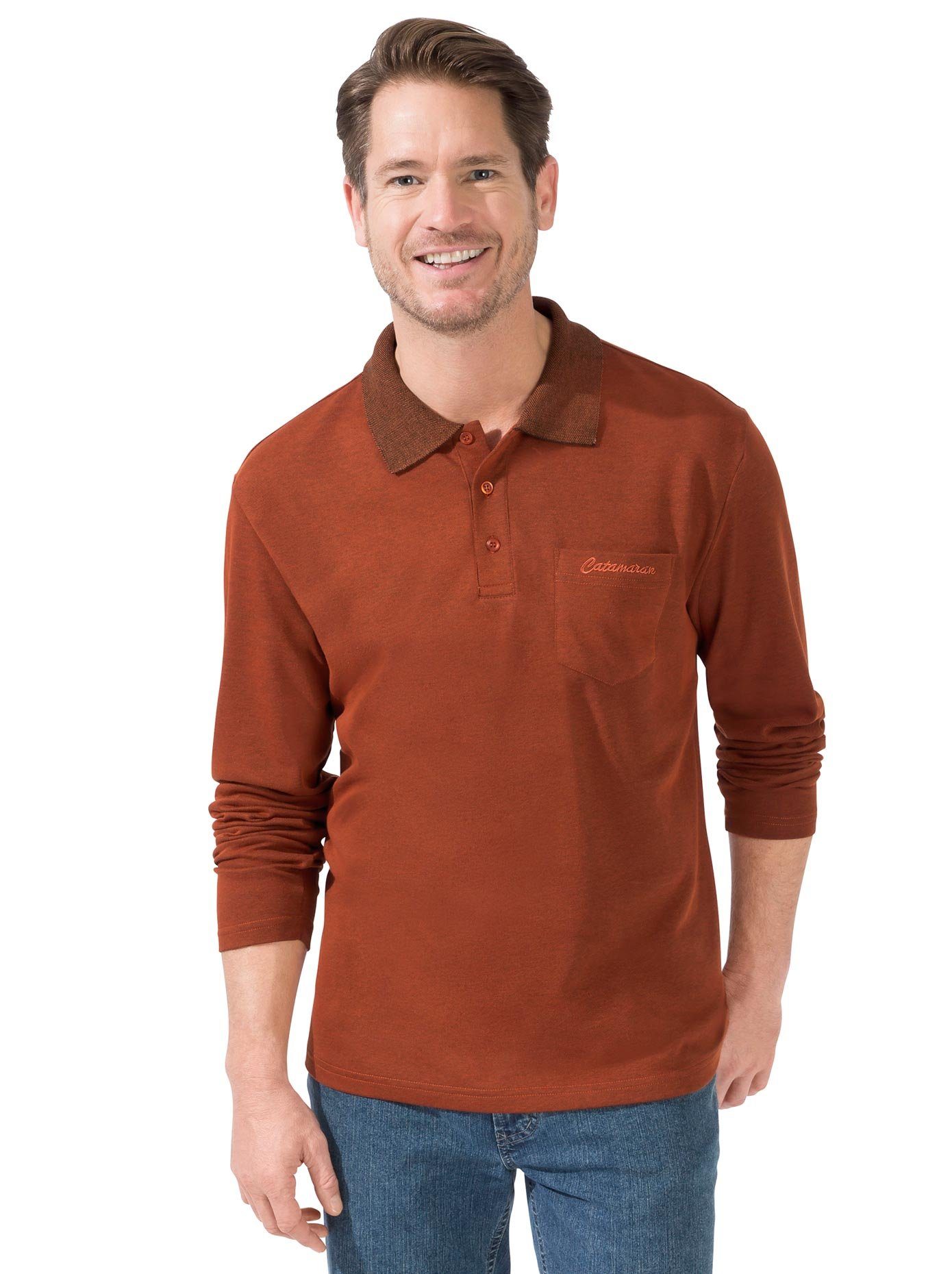 Langarm-Poloshirt, Melange-Optik online kaufen | OTTO