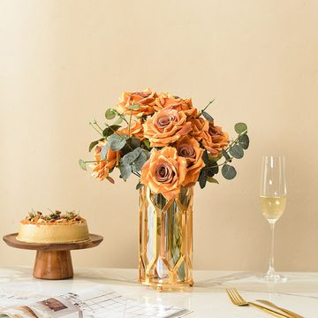 HIBNOPN Dekovase Gold Vase für Pampasgras, Kleine Modern Blumenvase Vasen für Tischdeko