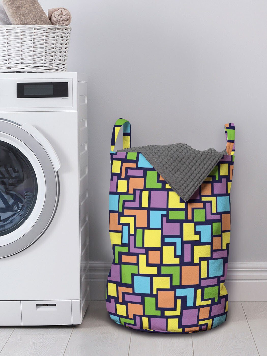 Griffen Waschsalons, Form-Muster Wäschekorb für mit Abakuhaus Geometrisch Kordelzugverschluss Retro Wäschesäckchen