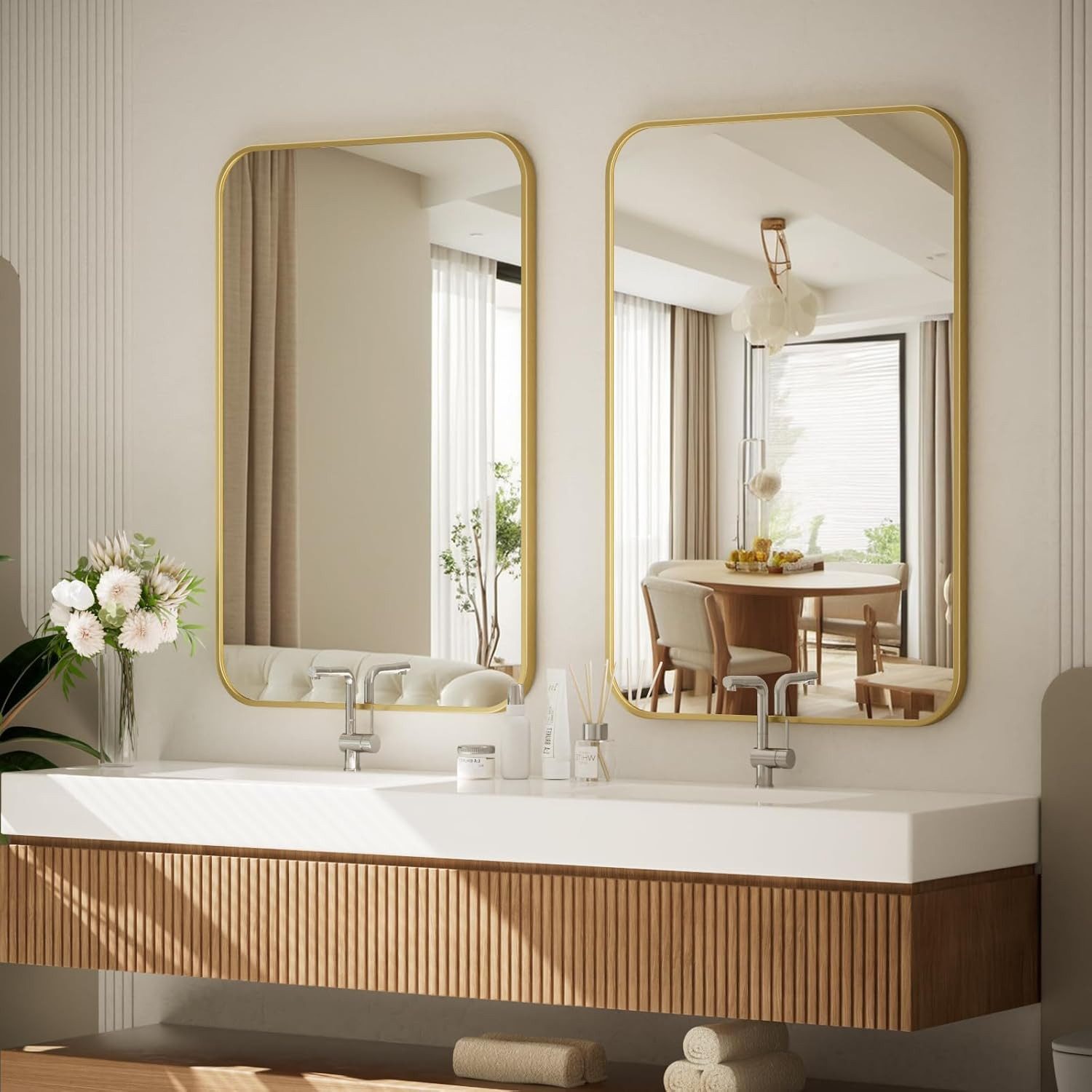MC Star Wandspiegel Rechteckiger Badezimmer - Schlanker Spiegel mit Aluminiumrahmen (für Bad, Flur, Schlafzimmer & Wohnzimmer) – Bild 5 von 5