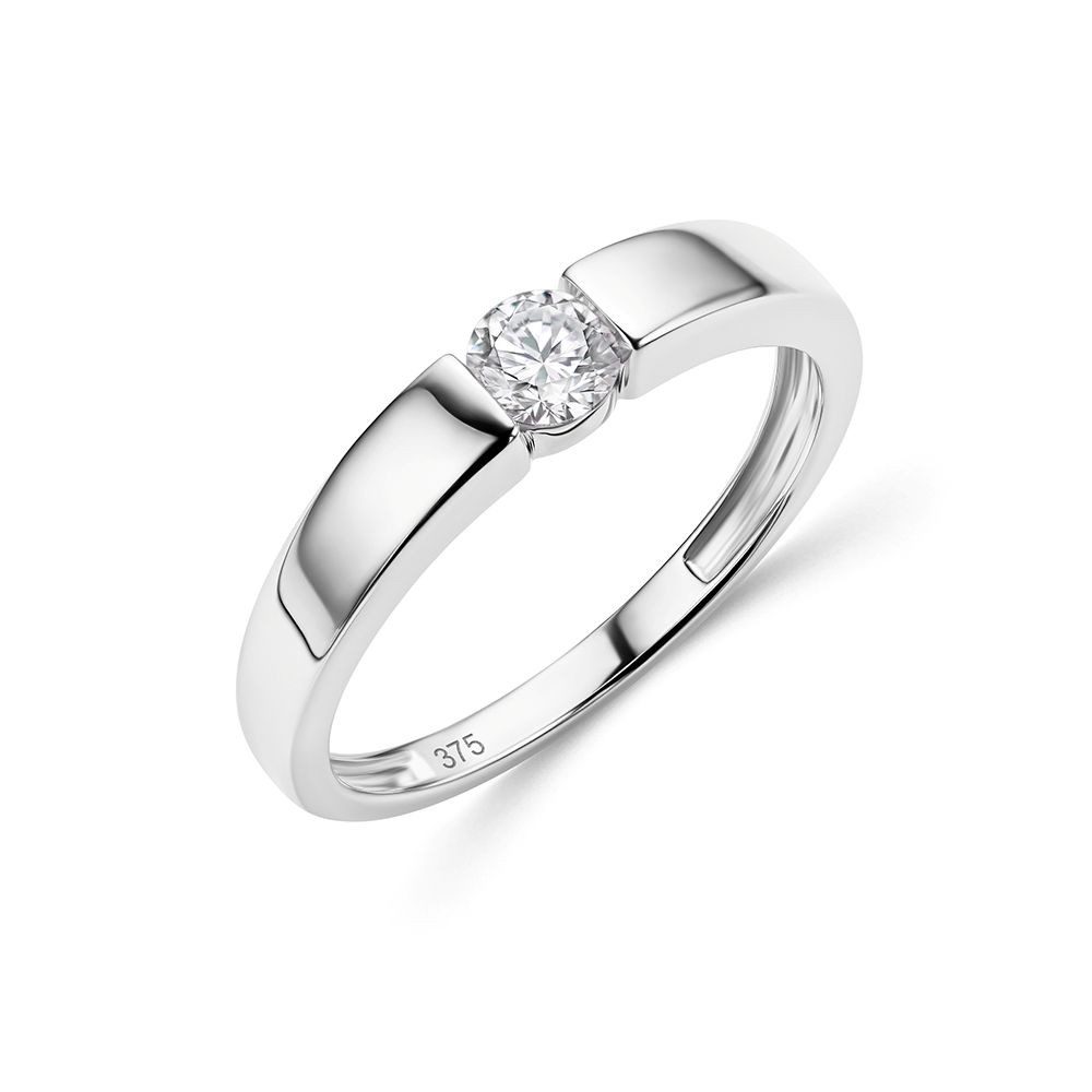 Miore Verlobungsring Damen 9K Weißgold Solitär Diamant in 0,05ct, 0,10ct, 0,15ct, 0,25ct, in Spannfassung - Echtgold