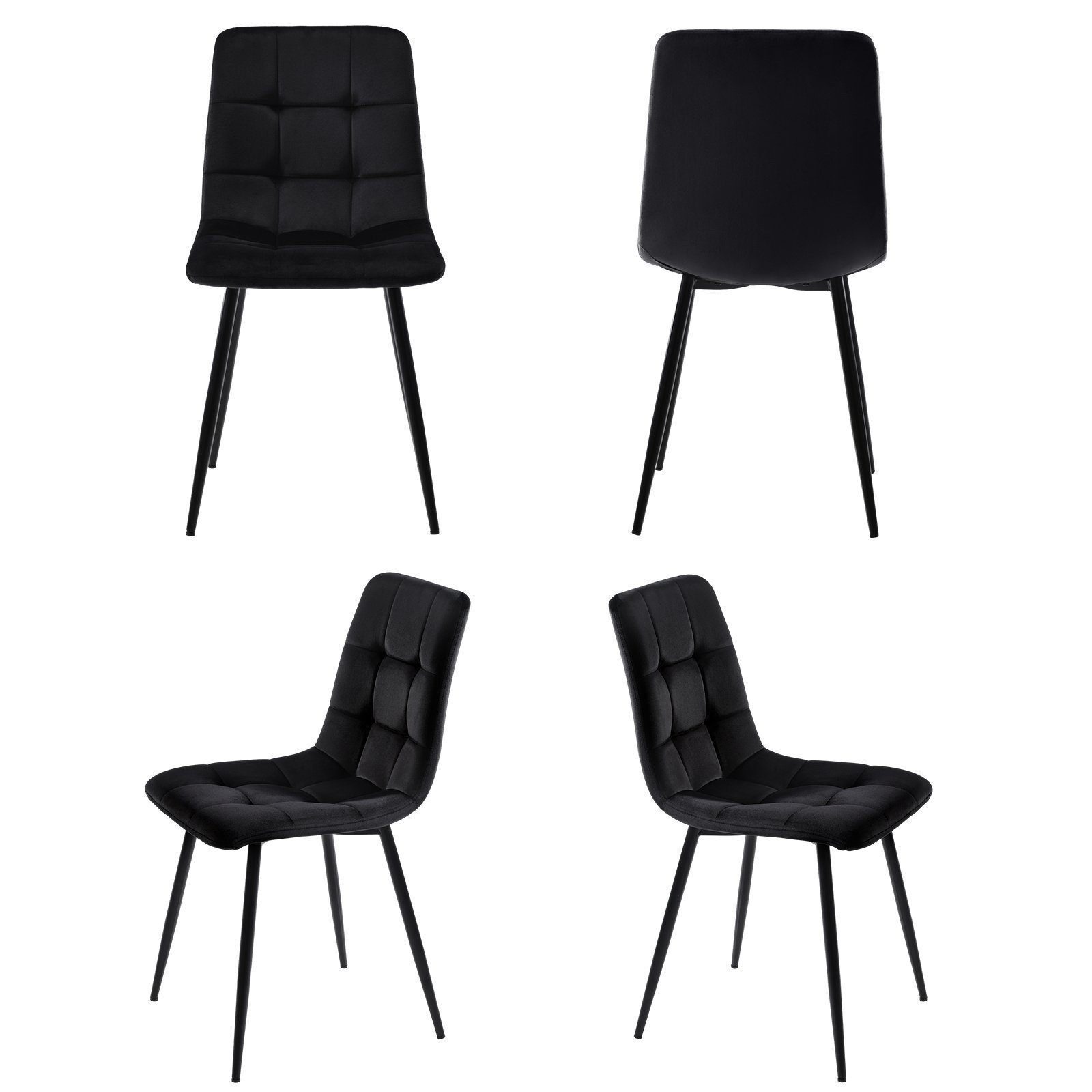 SEEZSSA Küchenstuhl Esszimmerstuhl(4 St),Polsterstuhl aus Samt Gestell für Esszimmer, Design Loungesessel Stuhl mit Rückenlehne,Sitzfläche aus Metall