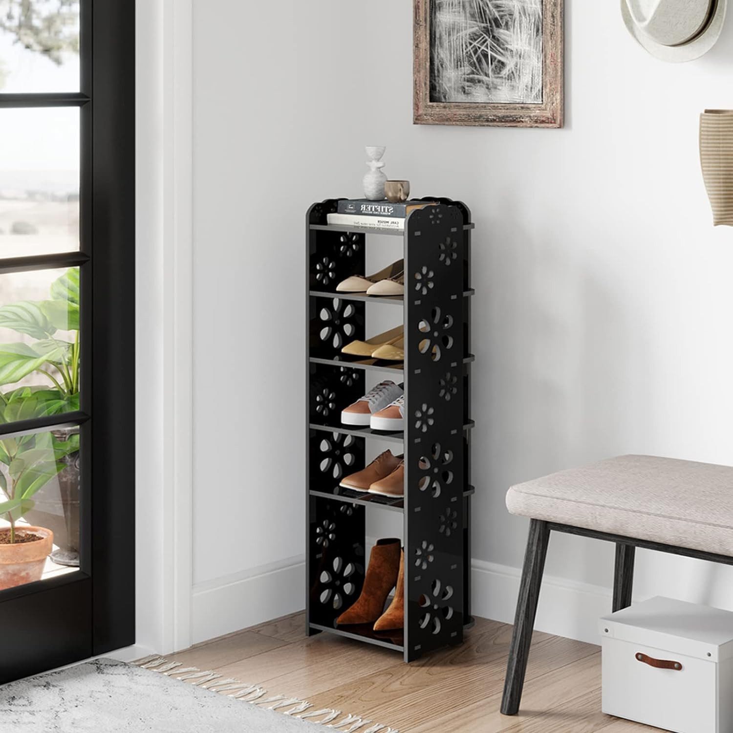 NAIMP Schuhregal Verstellbare Pflaumenblüte Schuhregal für Flur, Eingang, W günstig online kaufen