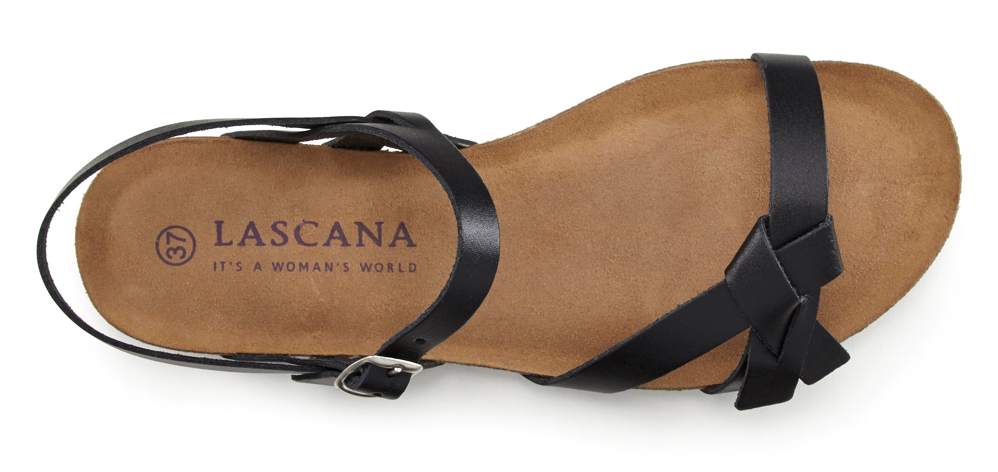 Sommerschuh Sandalette, Sandale aus Leder schwarz LASCANA