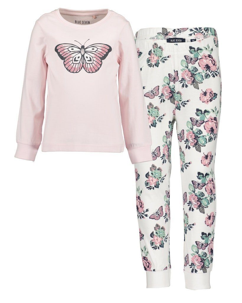 Blue Seven Pyjama Blue Seven Mädchen Schlafanzug Butterfly Pyjama lang rosa weiß (2 tlg)