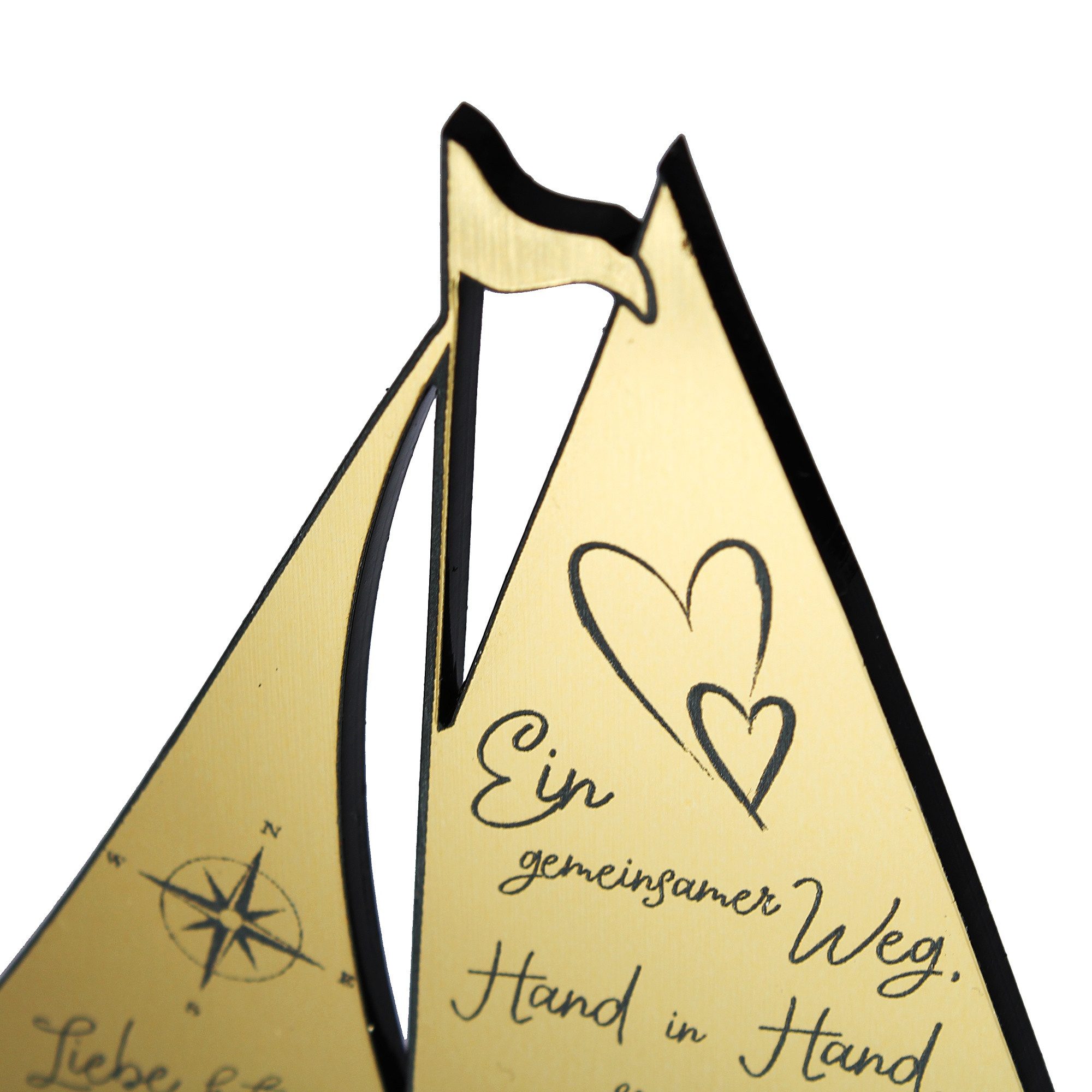 Dekolando Hochzeitskarte Goldene Hochzeit Geschenk Segelschiff 50 Jahre Ehe Goldhochzeit 9 cm – Bild 4 von 5
