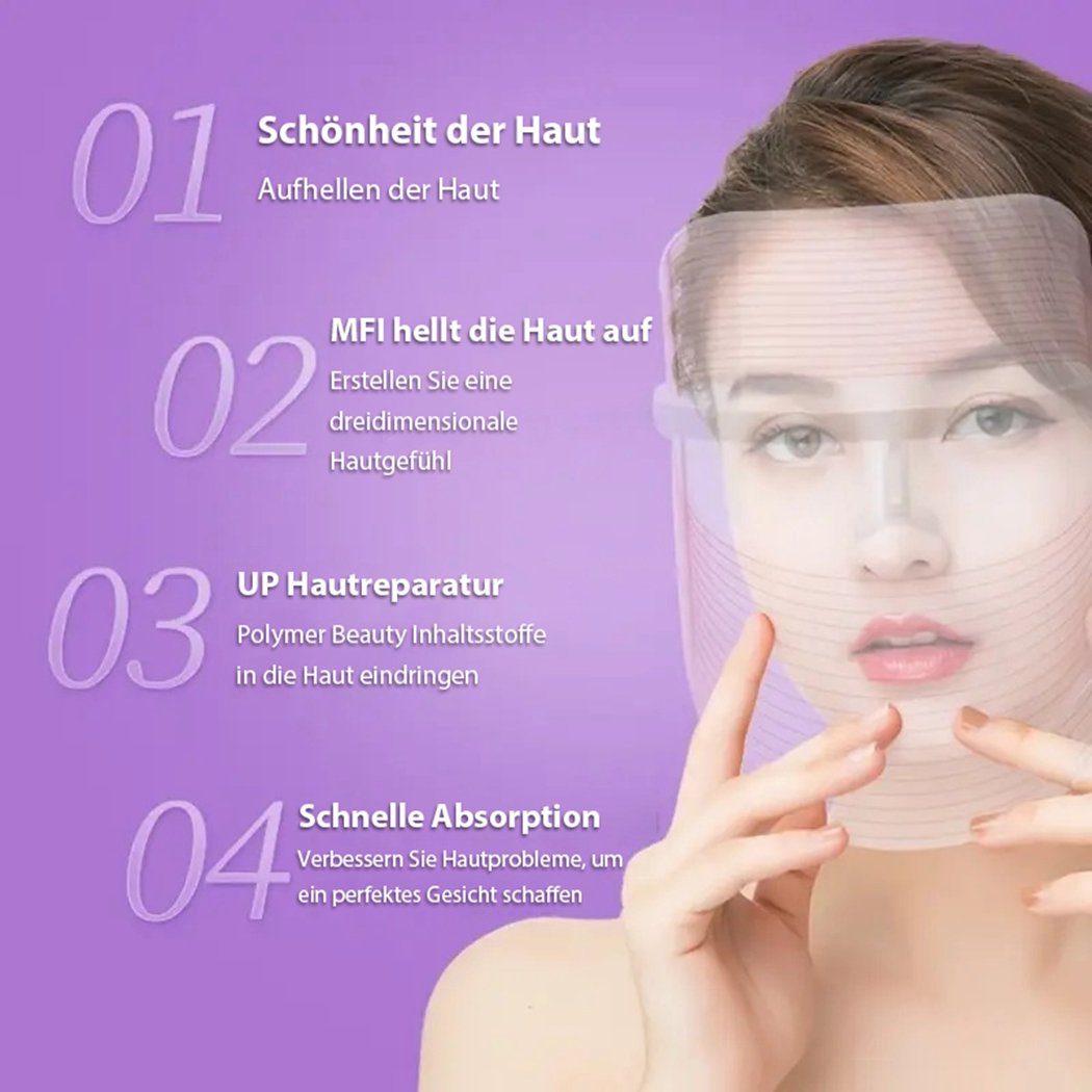 TUABUR Gesichtsmassagegerät 7-Farben-LED-Schönheitsmaske, Gesichtspflegemaske, 1-tlg
