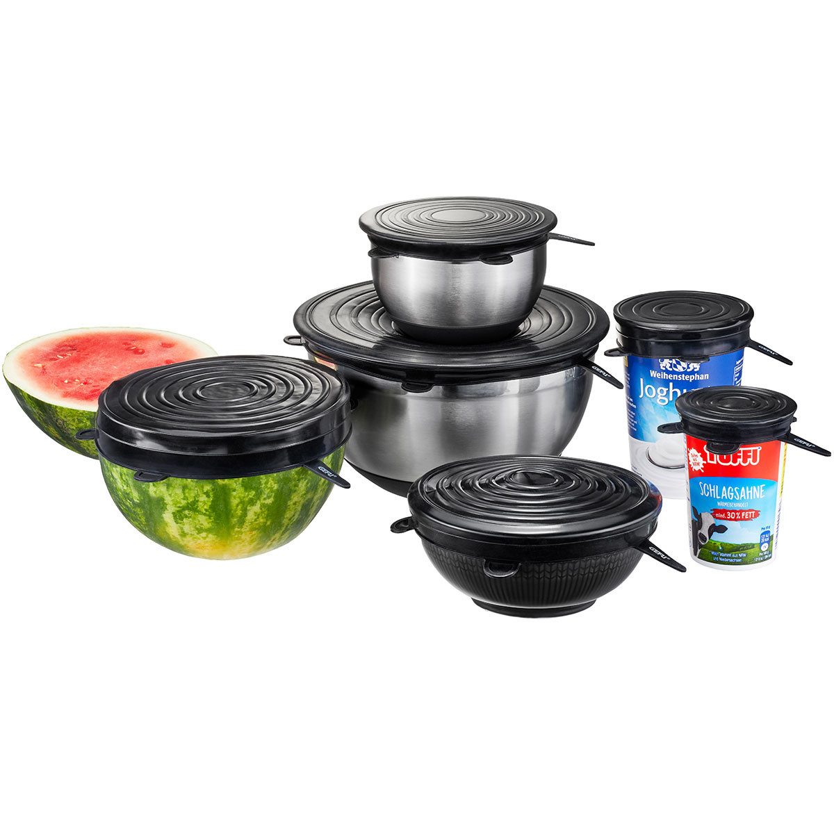 GEFU Vorratsdose Silikondeckel FLEXIFRESH, 6er-Set, Silikon