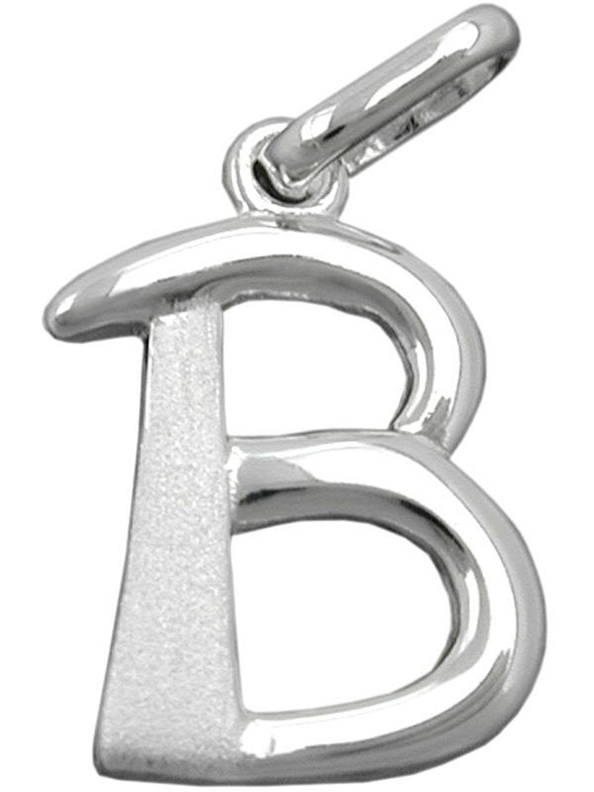 Gallay Buchstabenanhänger 15x10mm Buchstabe B Silber teilmattiert (1-tlg) glänzend 925