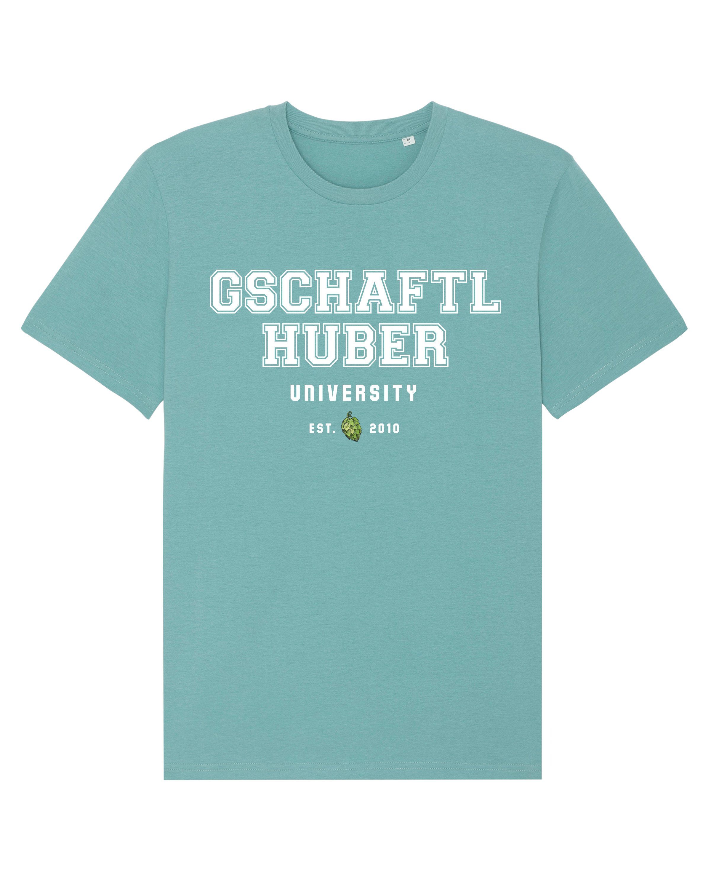 wat? Apparel Print-Shirt Gschaftlhuber University (1-tlg) Teal Monstera