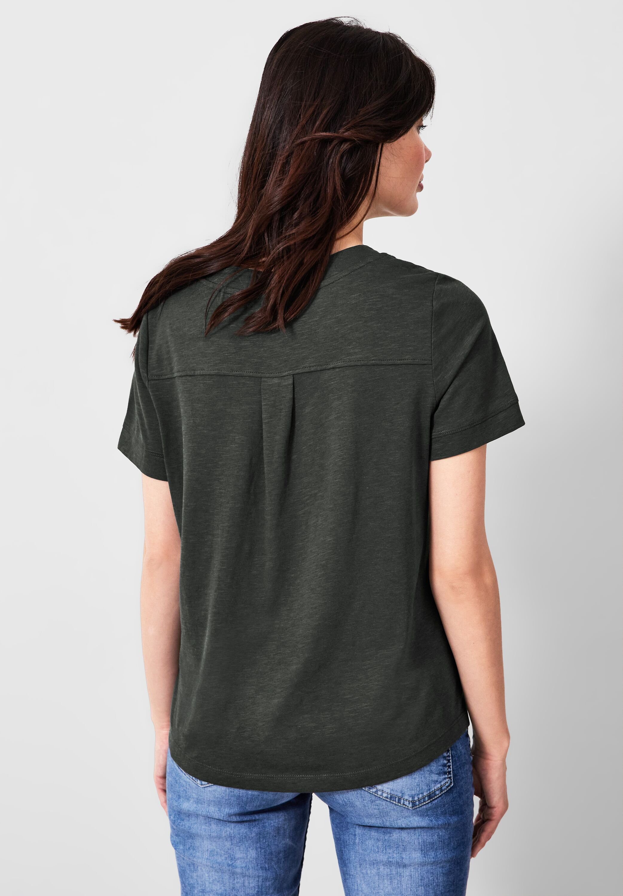 Cecil T-Shirt in Unifarbe khaki easy