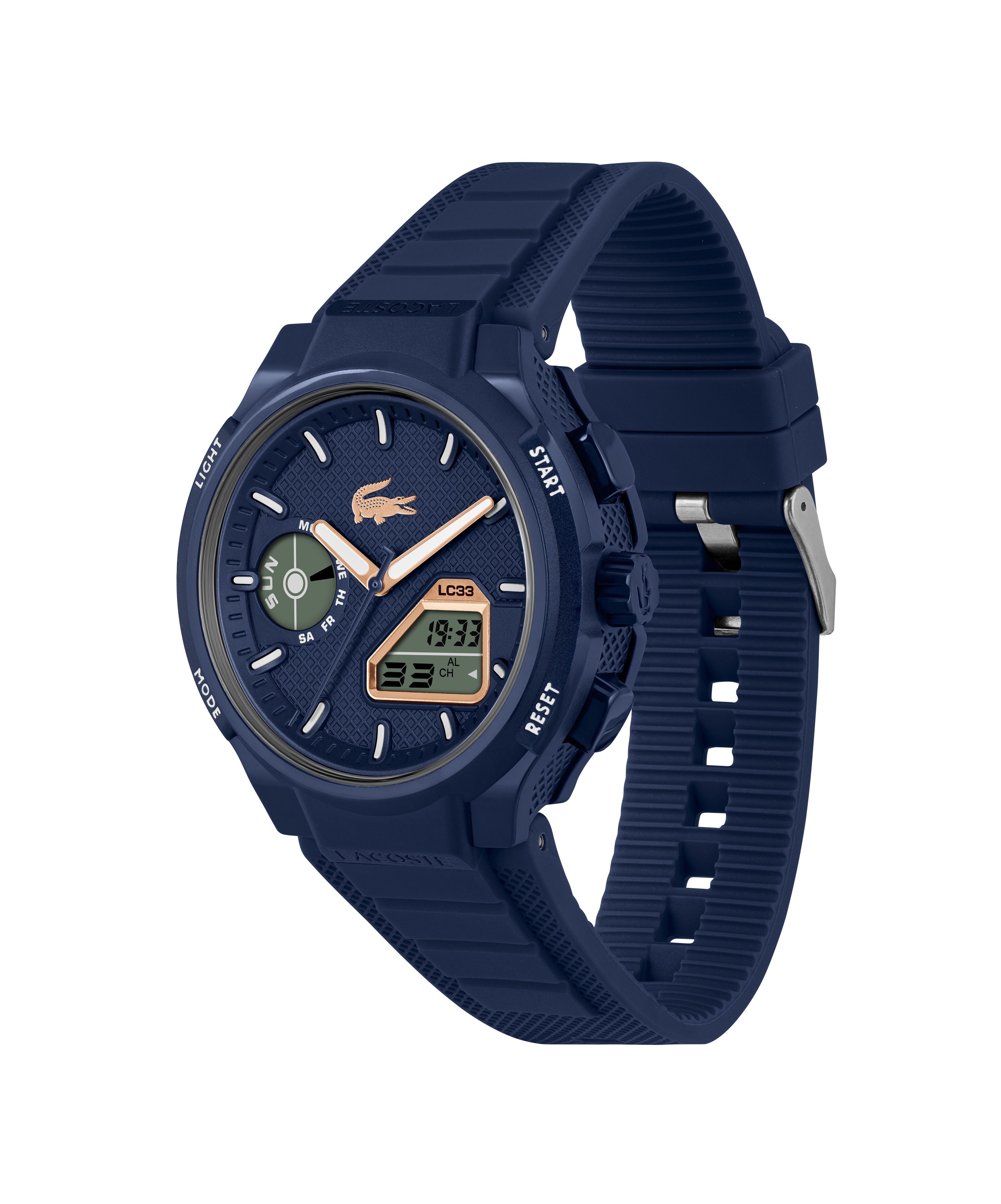 Lacoste Chronograph LC33 2011434, Quarzuhr, Armbanduhr, Herrenuhr, Silikonarmband, analog, digital, Tag
