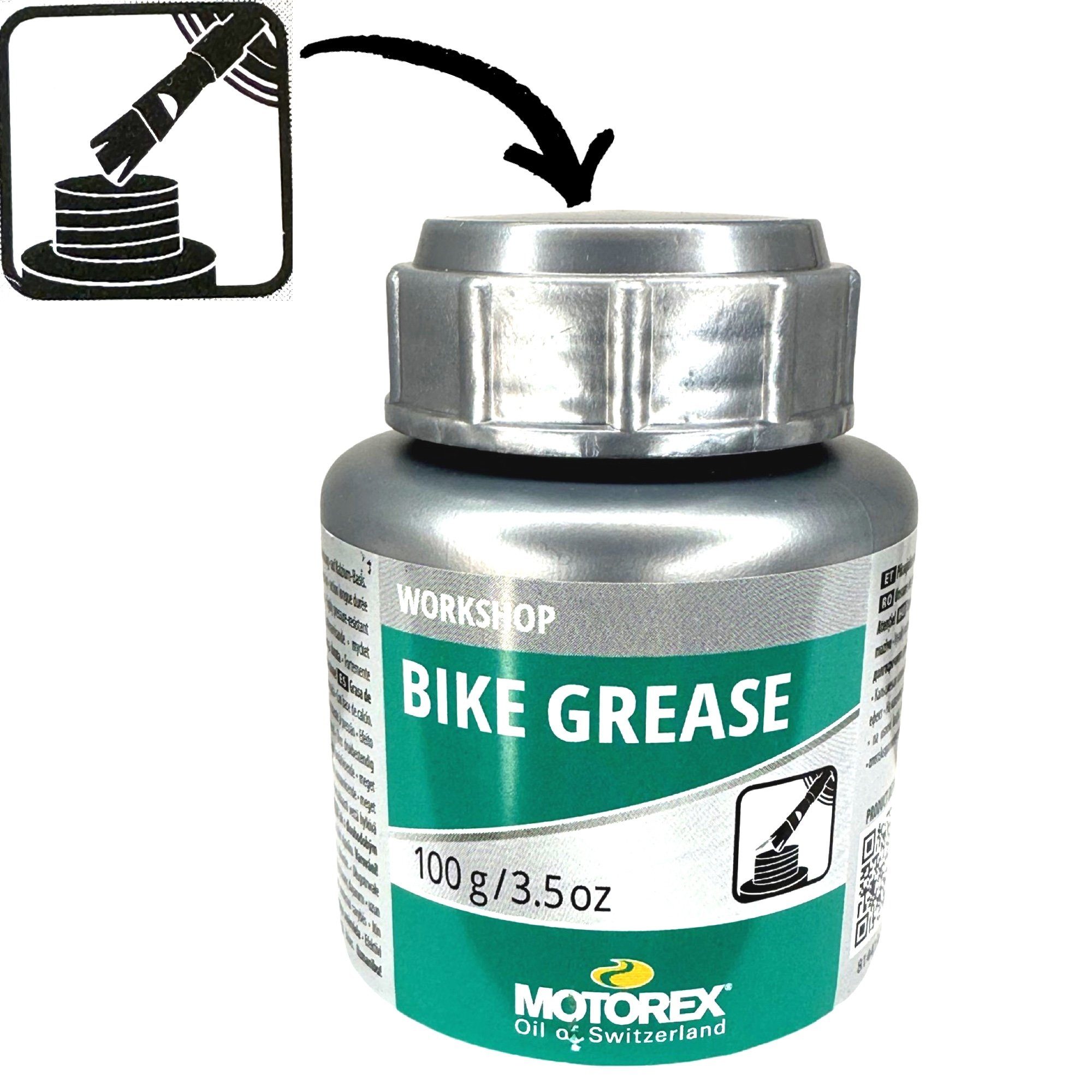Motorex Fahrrad-Montageständer Grease Dose Fahrrad Motorex Bike mit Werkstatt Pinsel 100g Fett