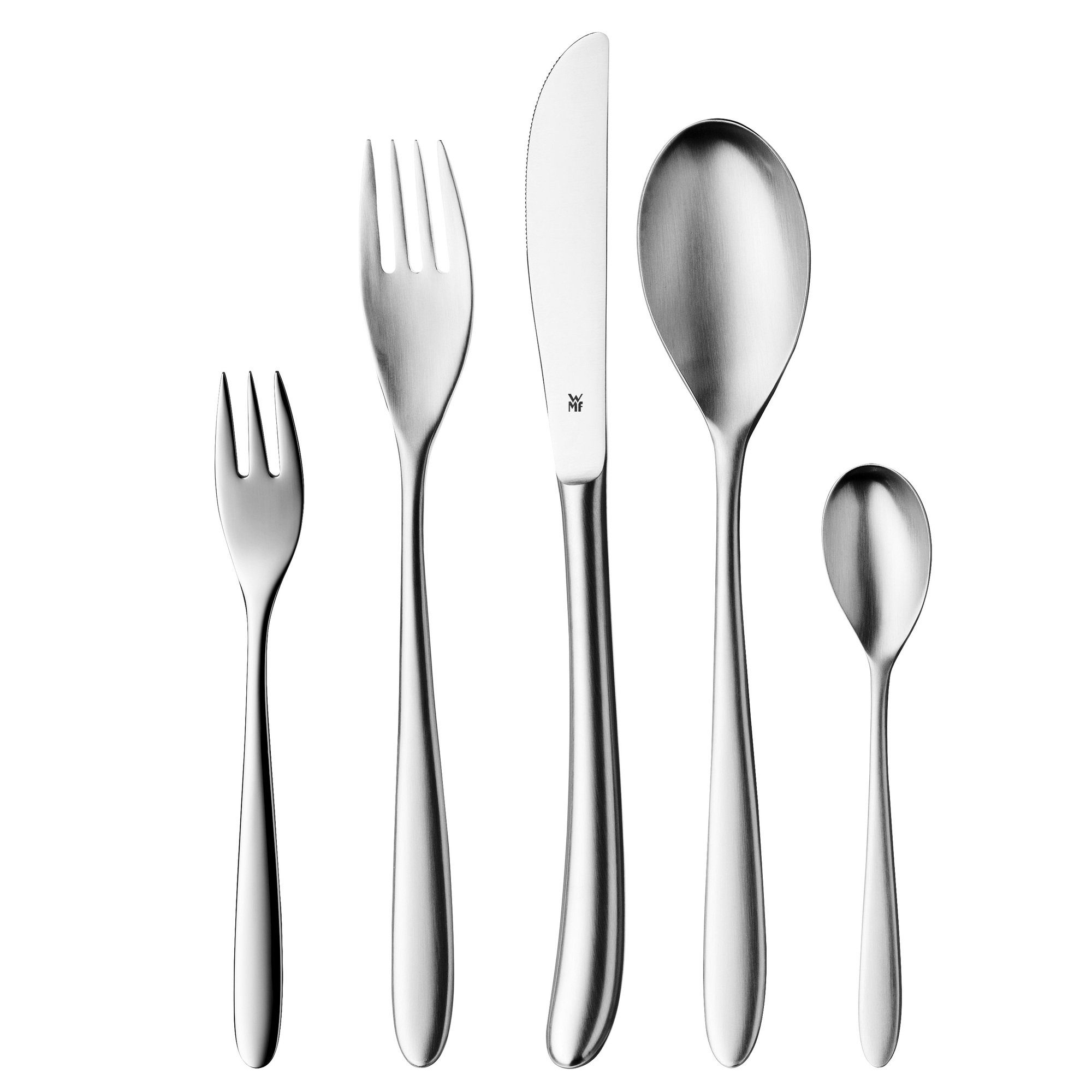 WMF Besteck-Set Silk (30-tlg), Cromargan® Edelstahl rostfrei 18/10, Monobloc-Messer, Cromargan Edelstahl mattiert, spülmaschinenfest