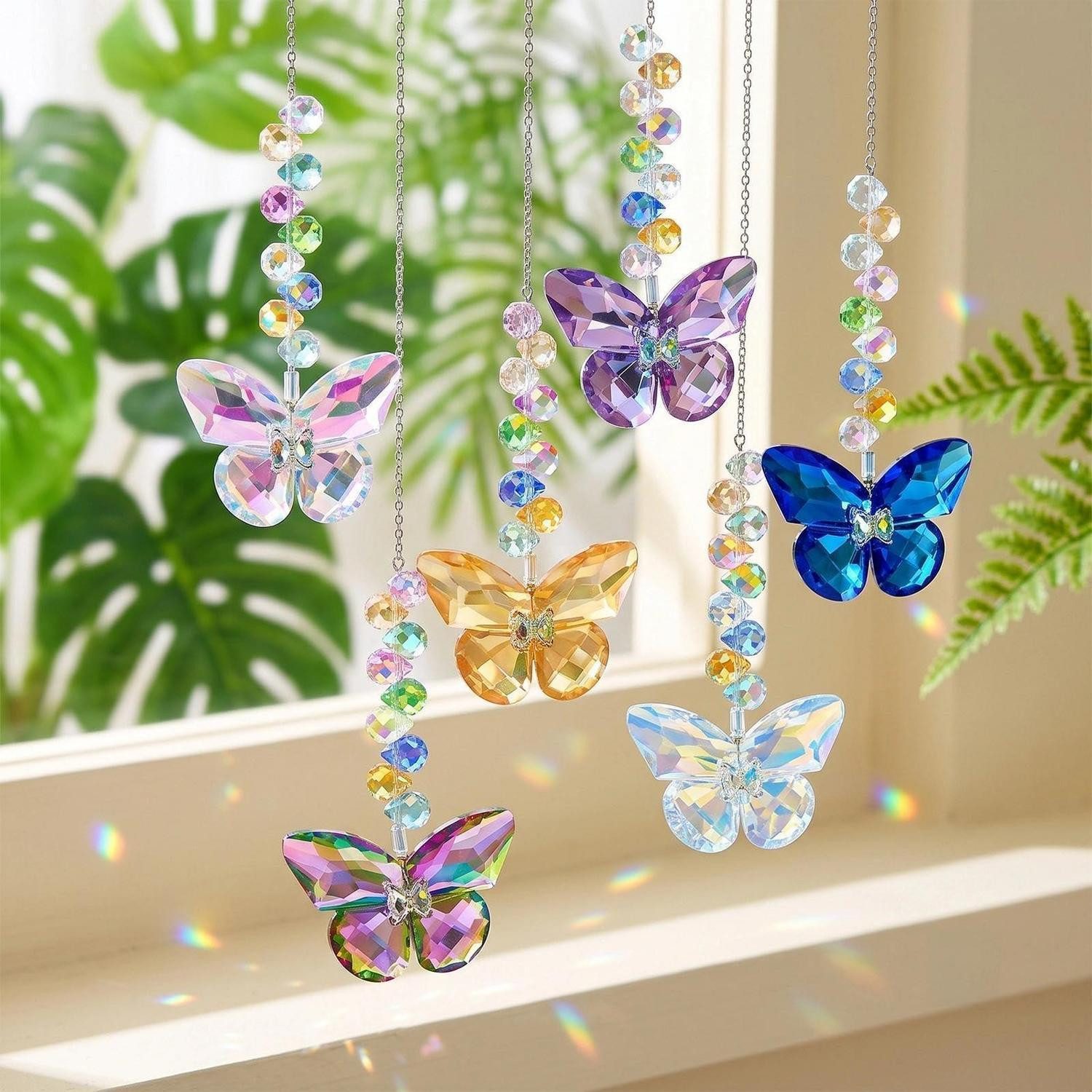 LuxusKollektion Fensterdekoration Kristall Schmetterling Sonnenfänger Set 6 Farben