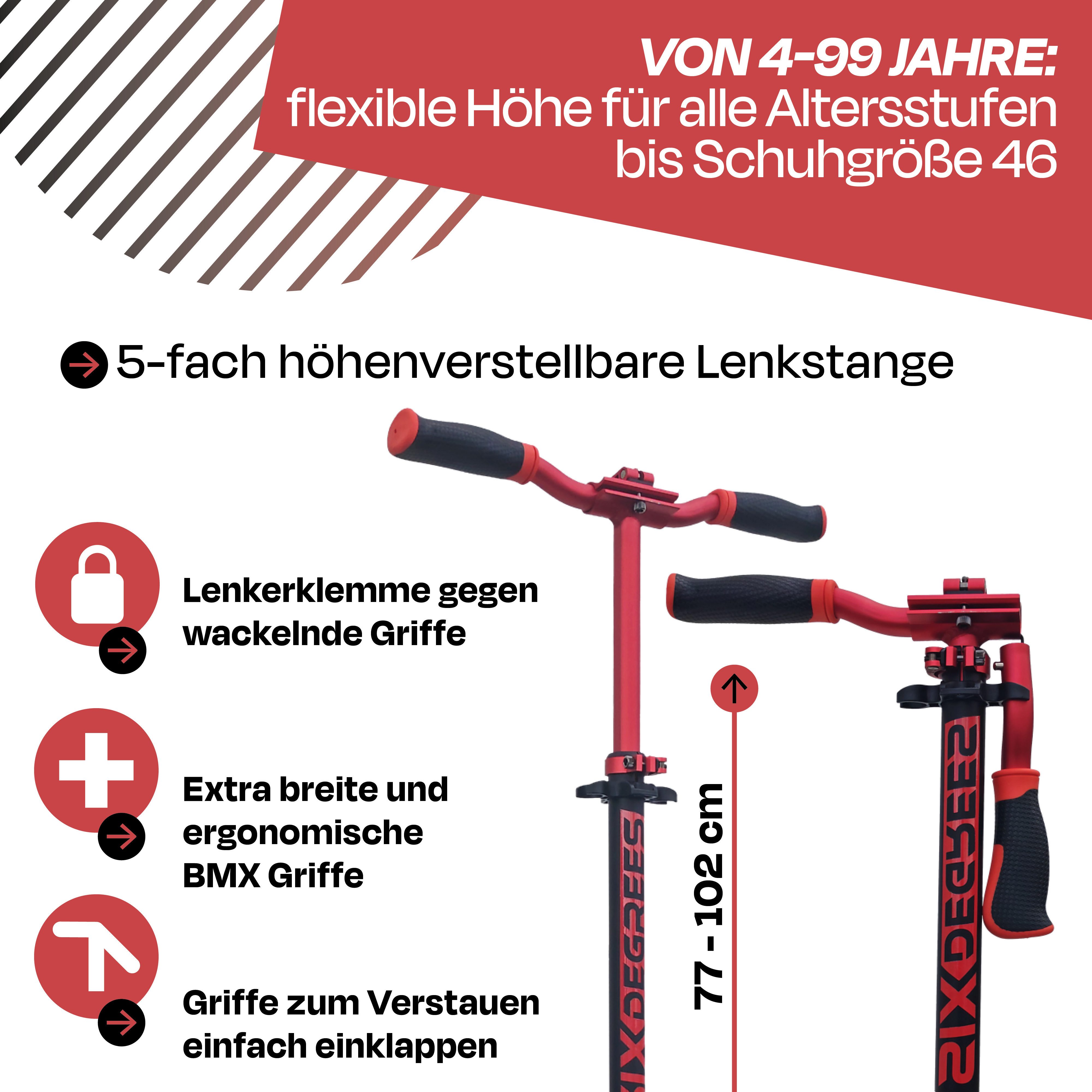 SIX DEGREES Cityroller aus Aluminium TESTSIEGER, Klappmechanismus, Ständer 205 mm PRIME, TESTSIEGER Stiftung Warentest