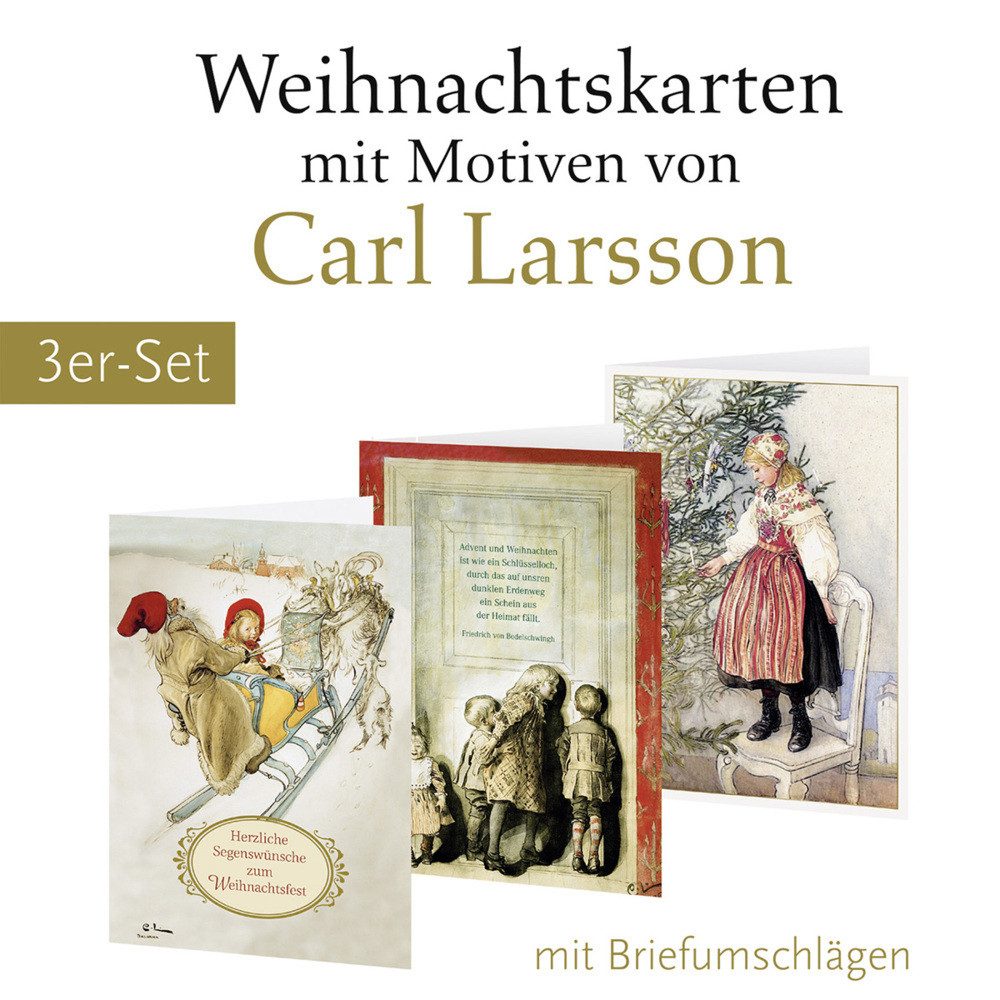 St. Benno Verlag Fotoalbum 3er-Set Weihnachtskarten mit Motiven von Carl Larsson