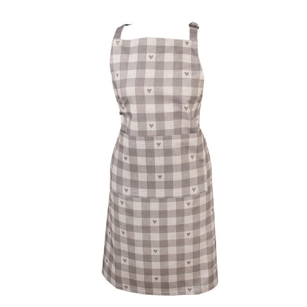 Clayre & Eef Kochschürze Hearts beige-grau, günstig online kaufen