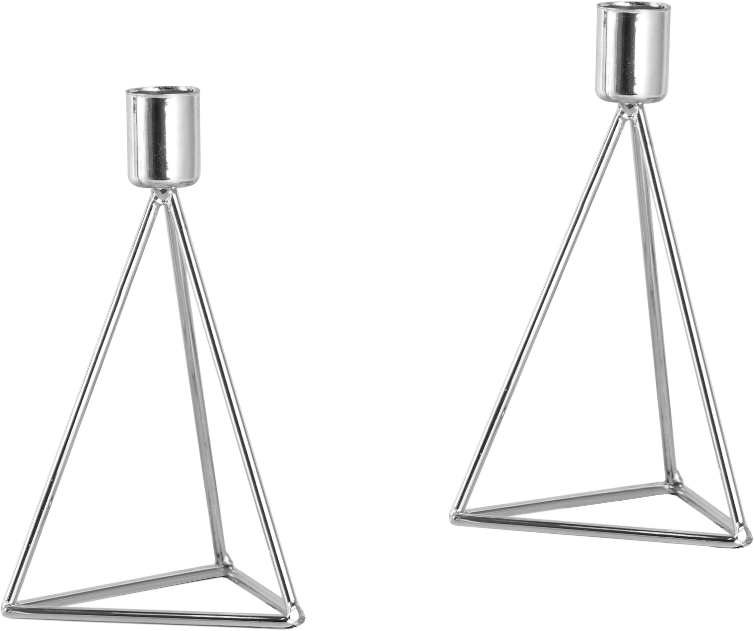 ECHTWERK Teelichthalter Modern Small, Weihnachtsdeko (Set, 2 St), moderner Kerzenhalter aus Eisen, Kerzenständer, Höhe ca. 16,5 cm silberfarben